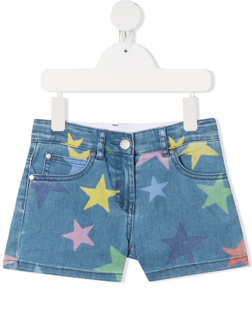 Stella McCartney Kids Demin Shorts With Stars Print