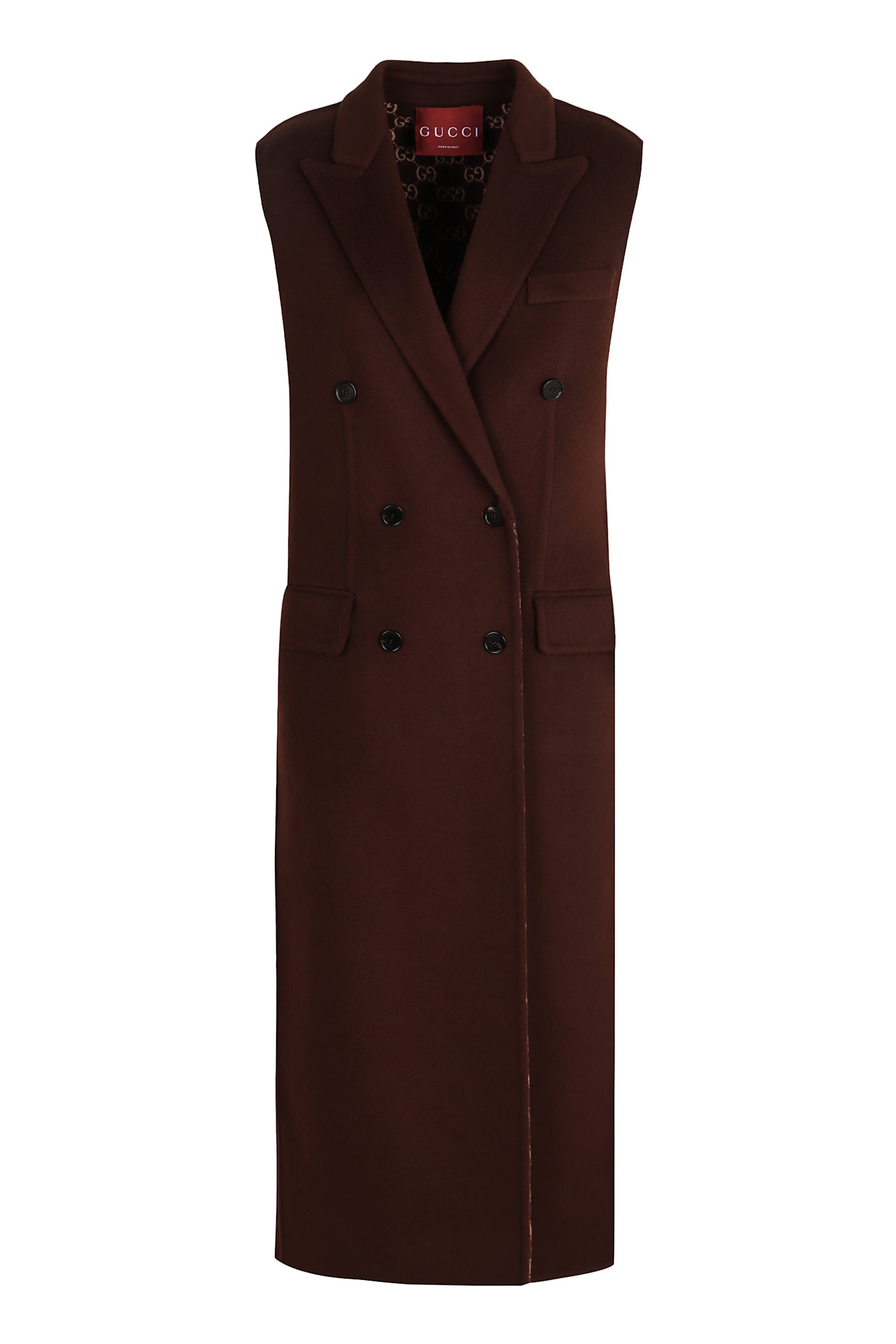 Gucci Double-breasted Wool Coat In Burgundy