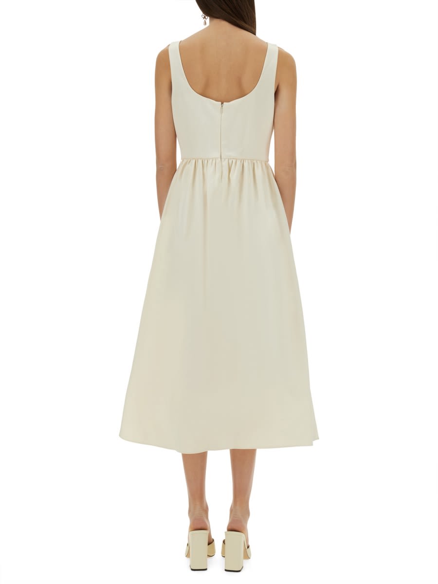 Shop Self-portrait Midi Dress With Floral Appliqués In Ivory