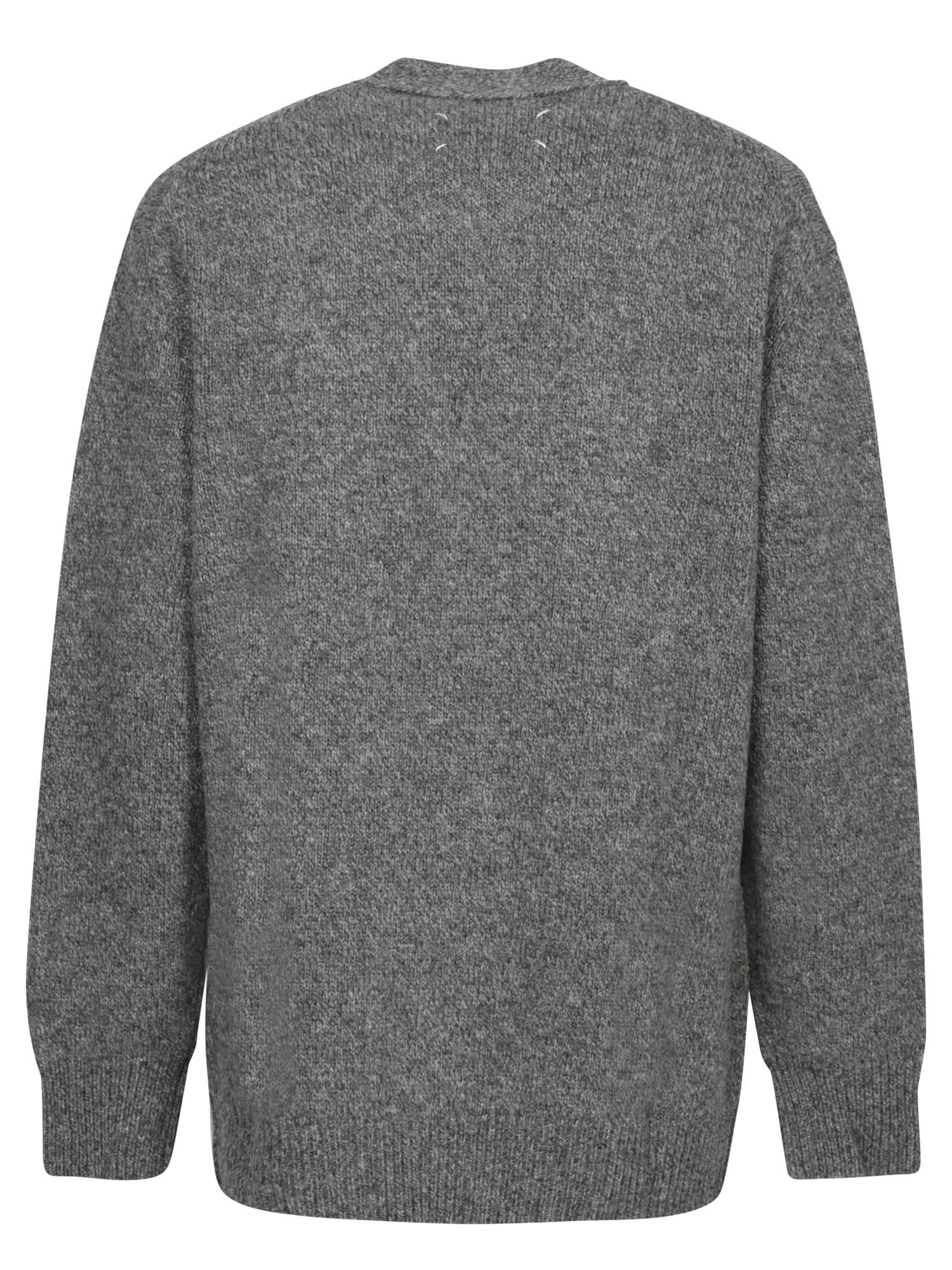 Shop Maison Margiela V-neck Knitted Cardigan In Grey