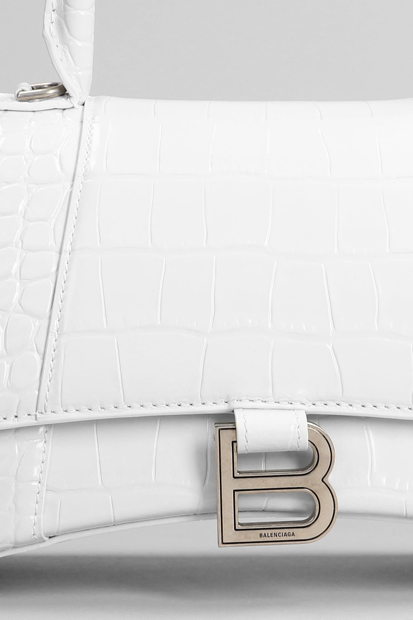 Shop Balenciaga Hourglass B Shoulder Bag In White Leather