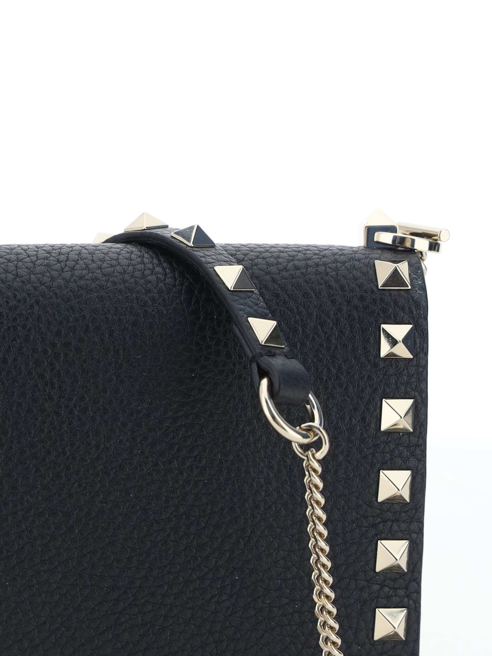 Valentino Rockstud Leather Clutch In Black