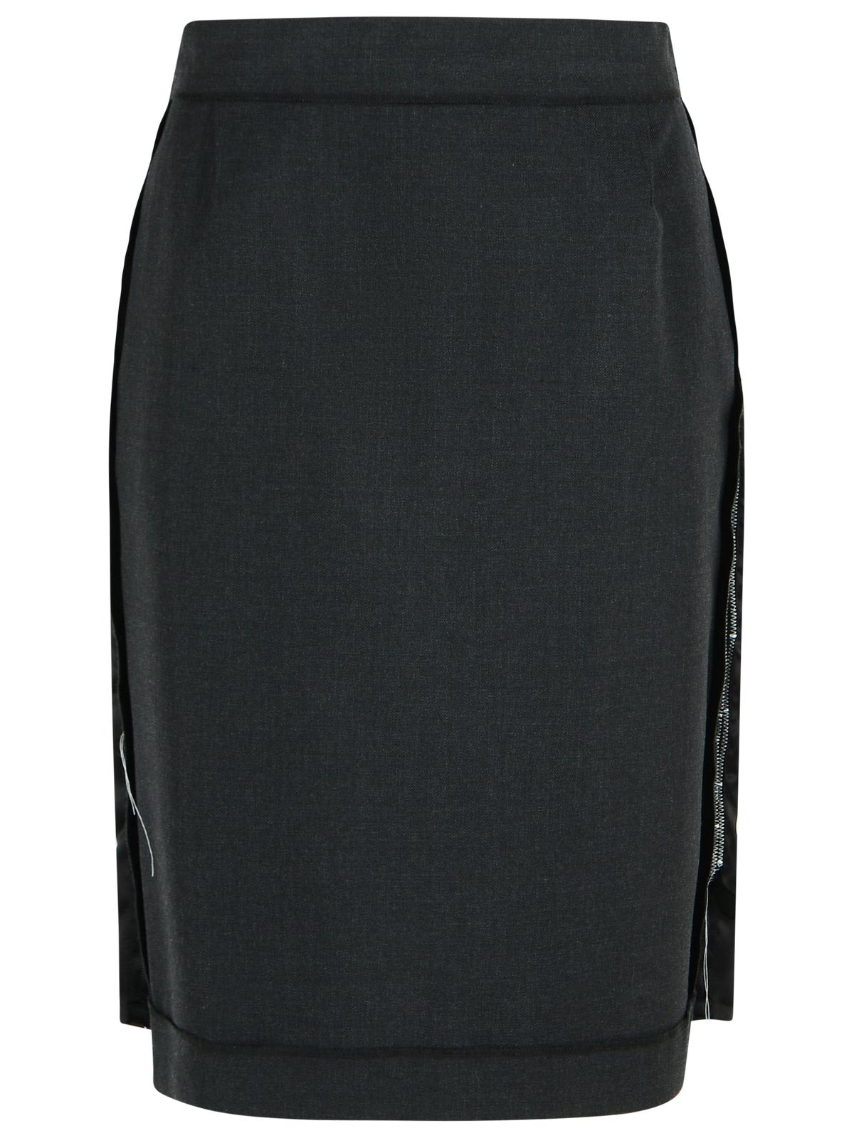 Maison Margiela Graphite Wool Blend Skirt In Black