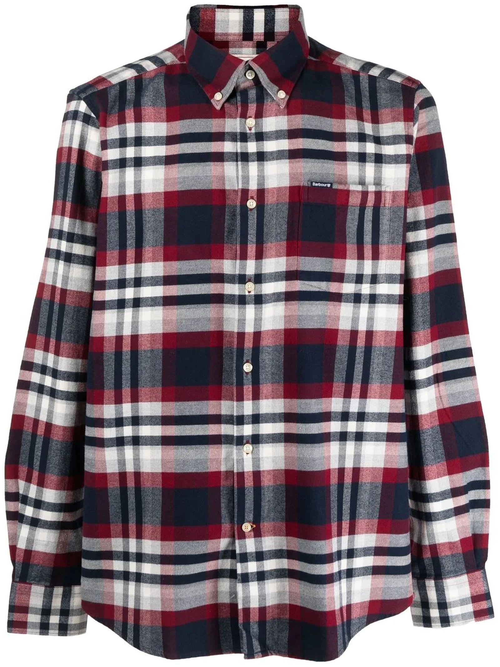 Barbour Red And Navy Blue Cotton Shirt