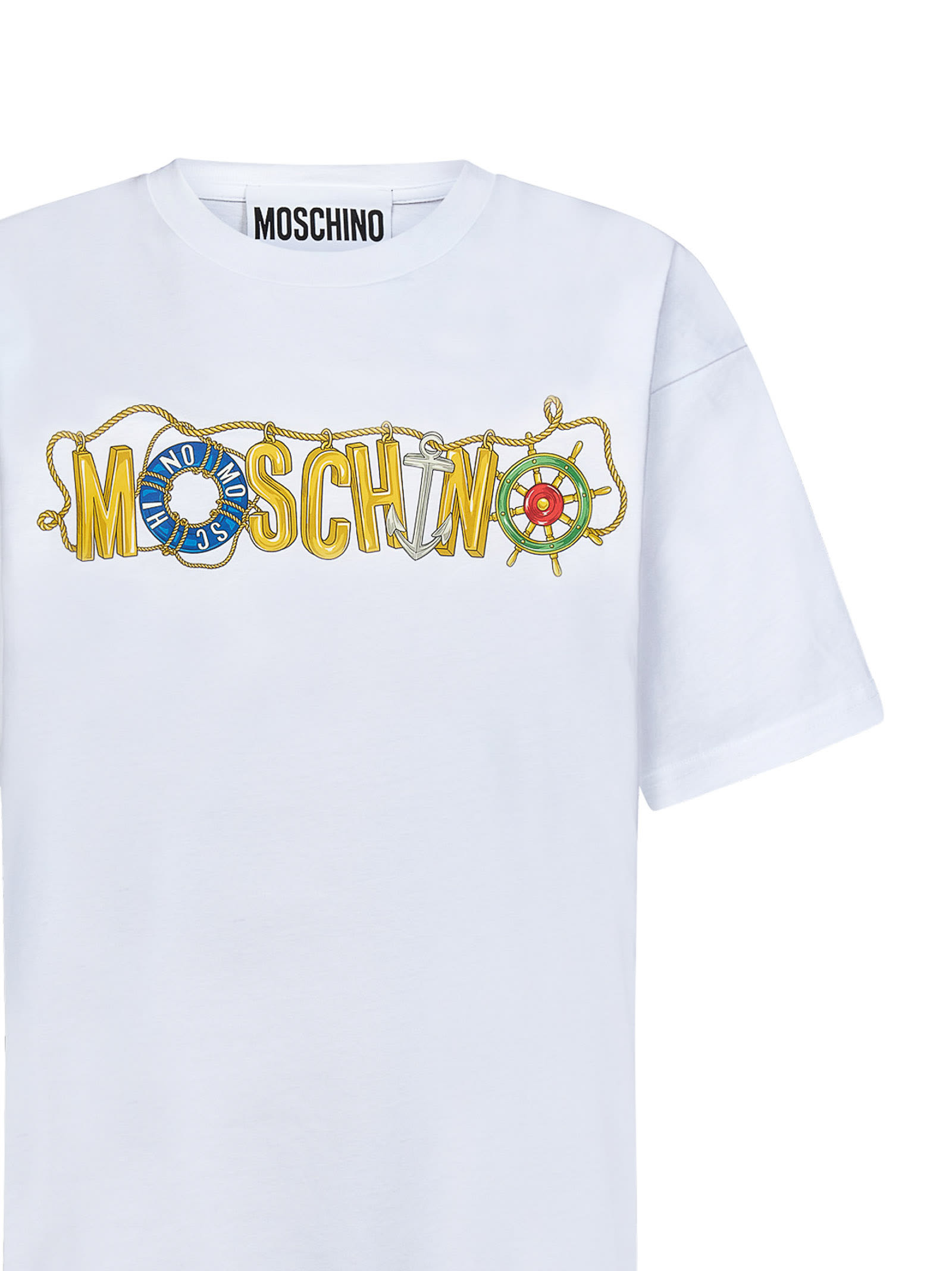 Shop Moschino Nautical Logo T-shirt In 1001
