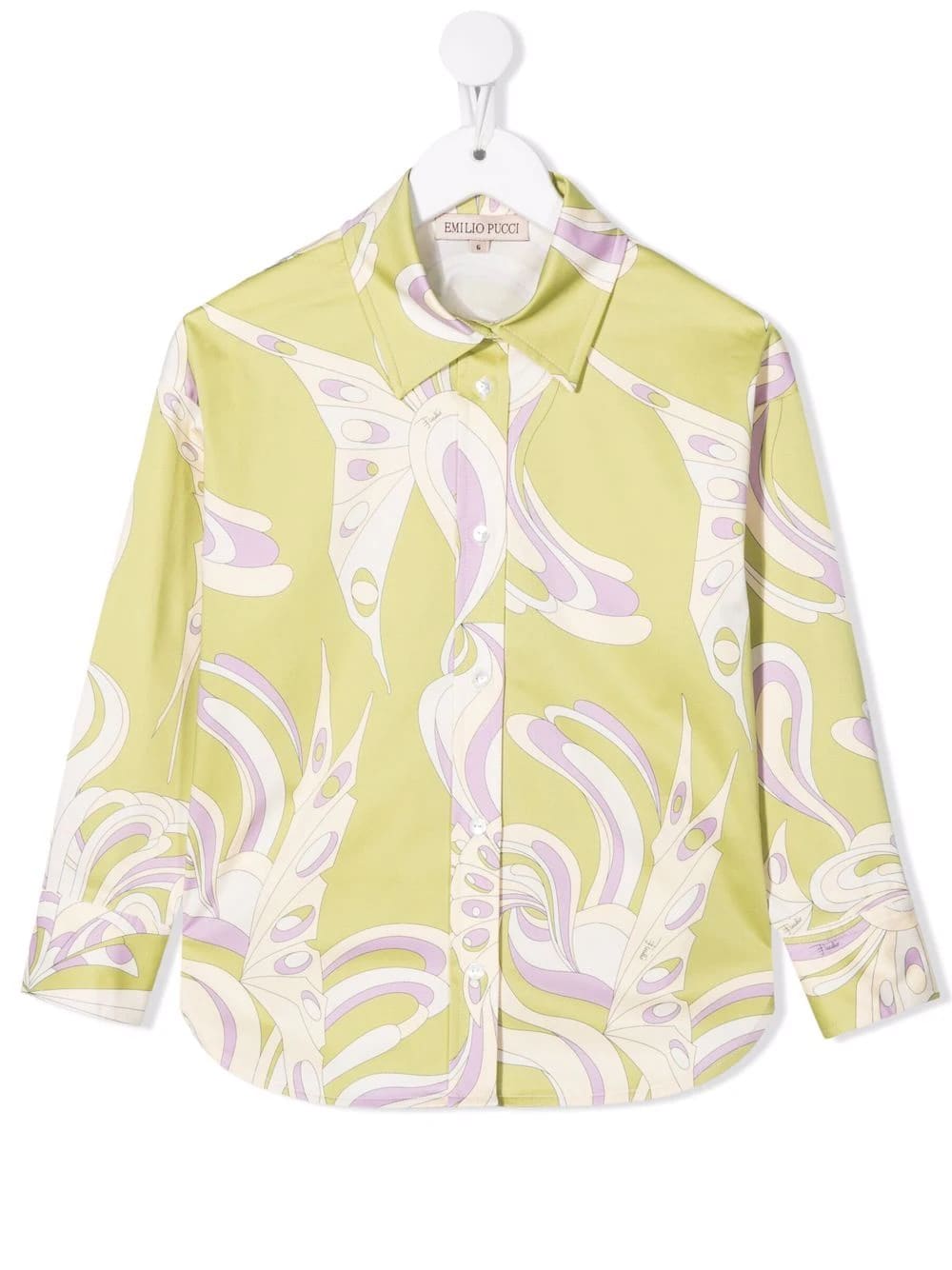 Emilio Pucci Kids Light Green Shirt With Lilac And White Fantasy Print