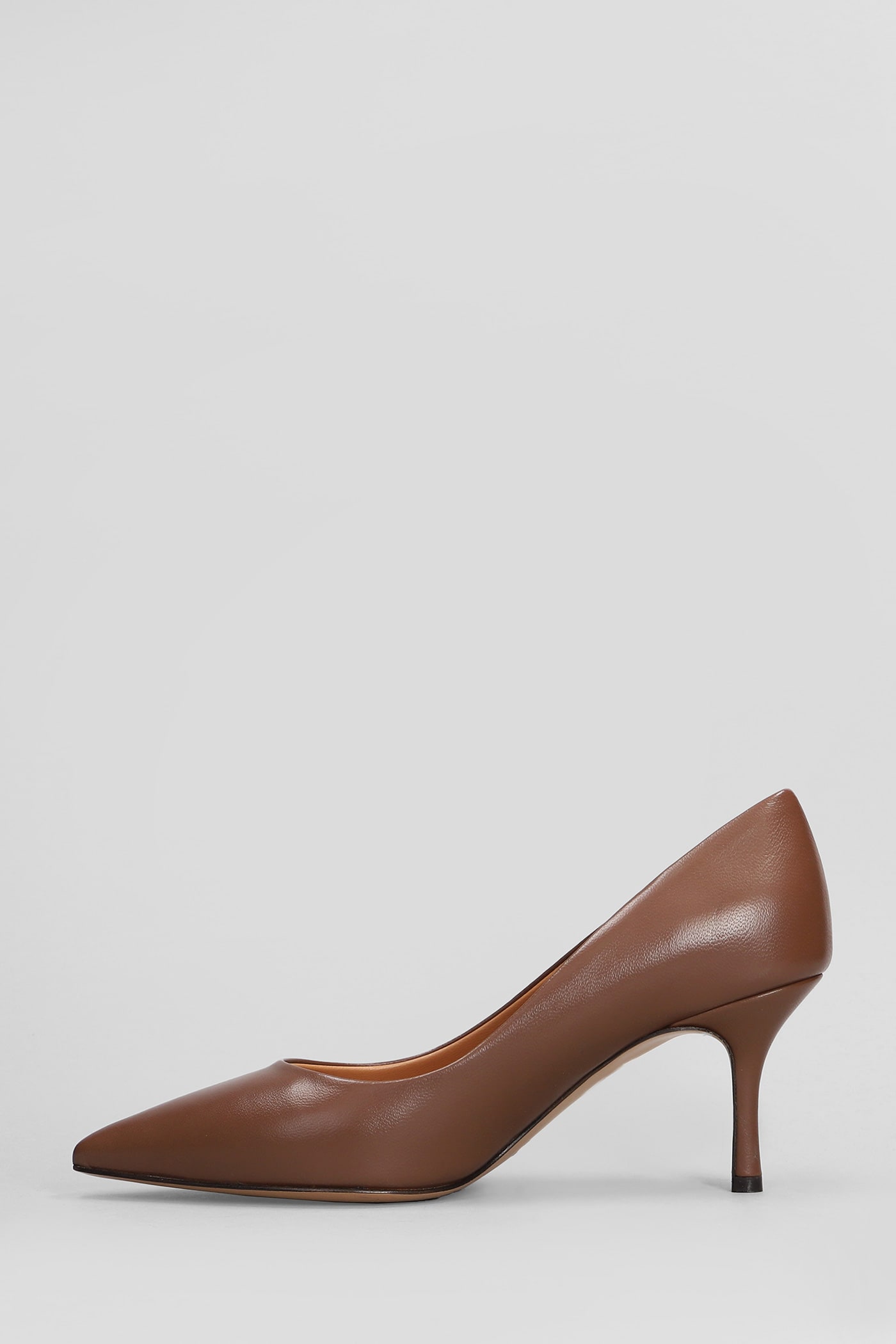 THE SELLER PUMPS IN BROWN LEATHER 