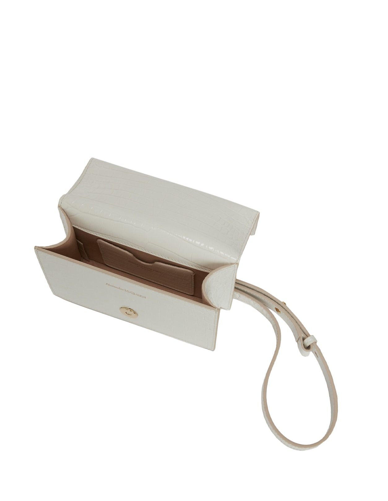 Shop Alexander Mcqueen Dark Ivory Mini Jewelled Satchel In White