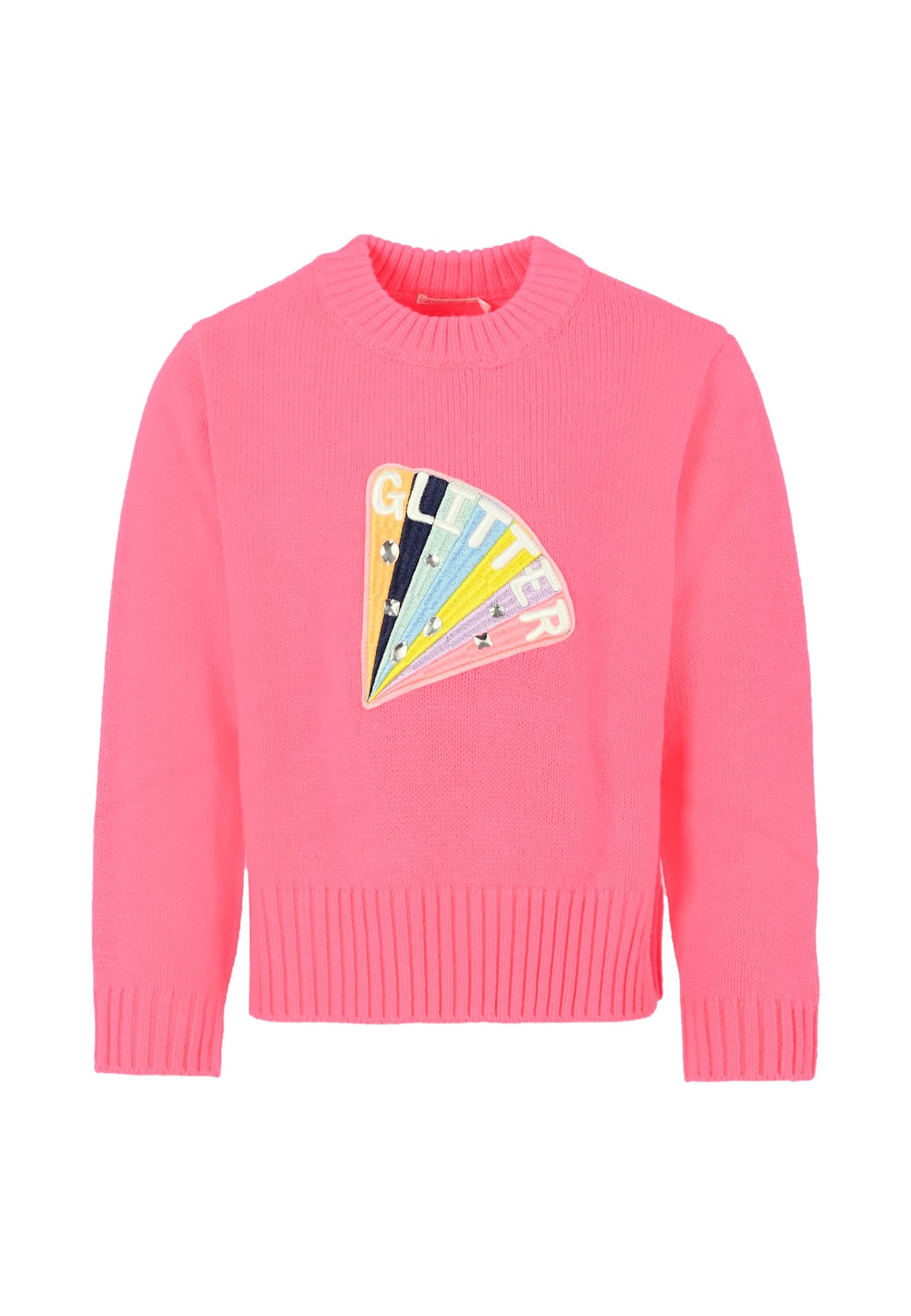Billieblush Neon Pink Sweater For Girl With Embroidery In Pink