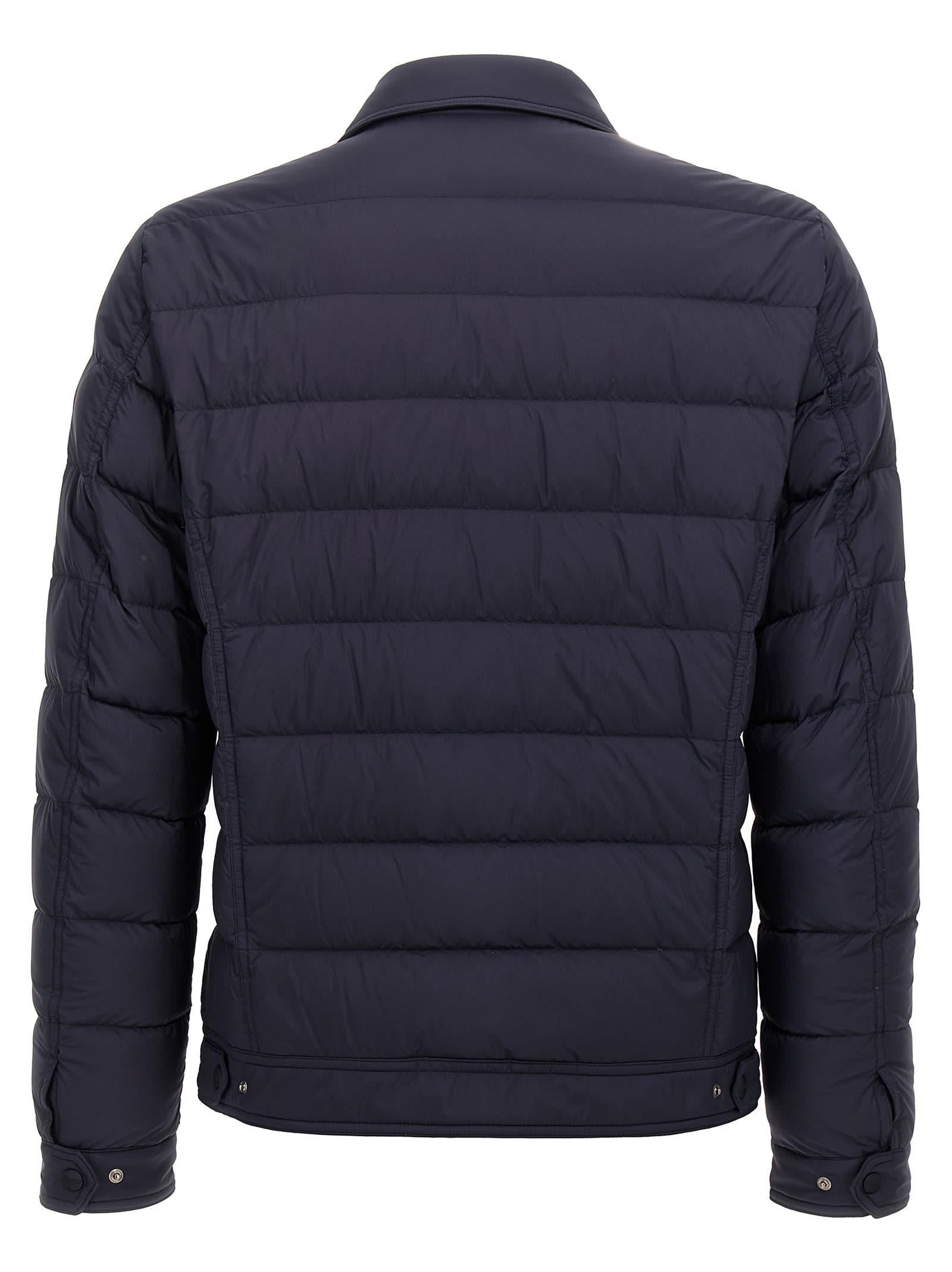 Shop Herno La Denim Down Jacket In Blue