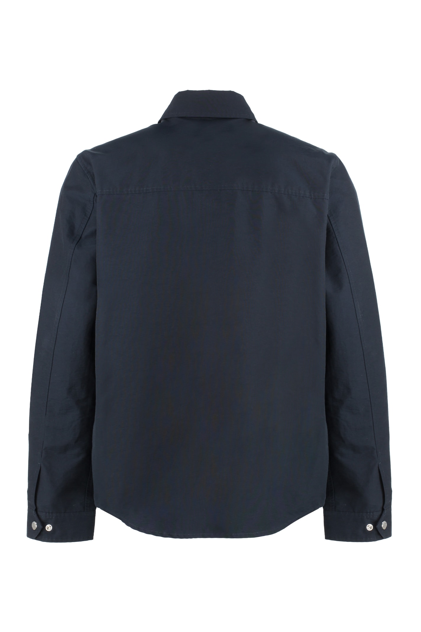 Shop Woolrich Patched Pocket Round Hem Shirt In Blue