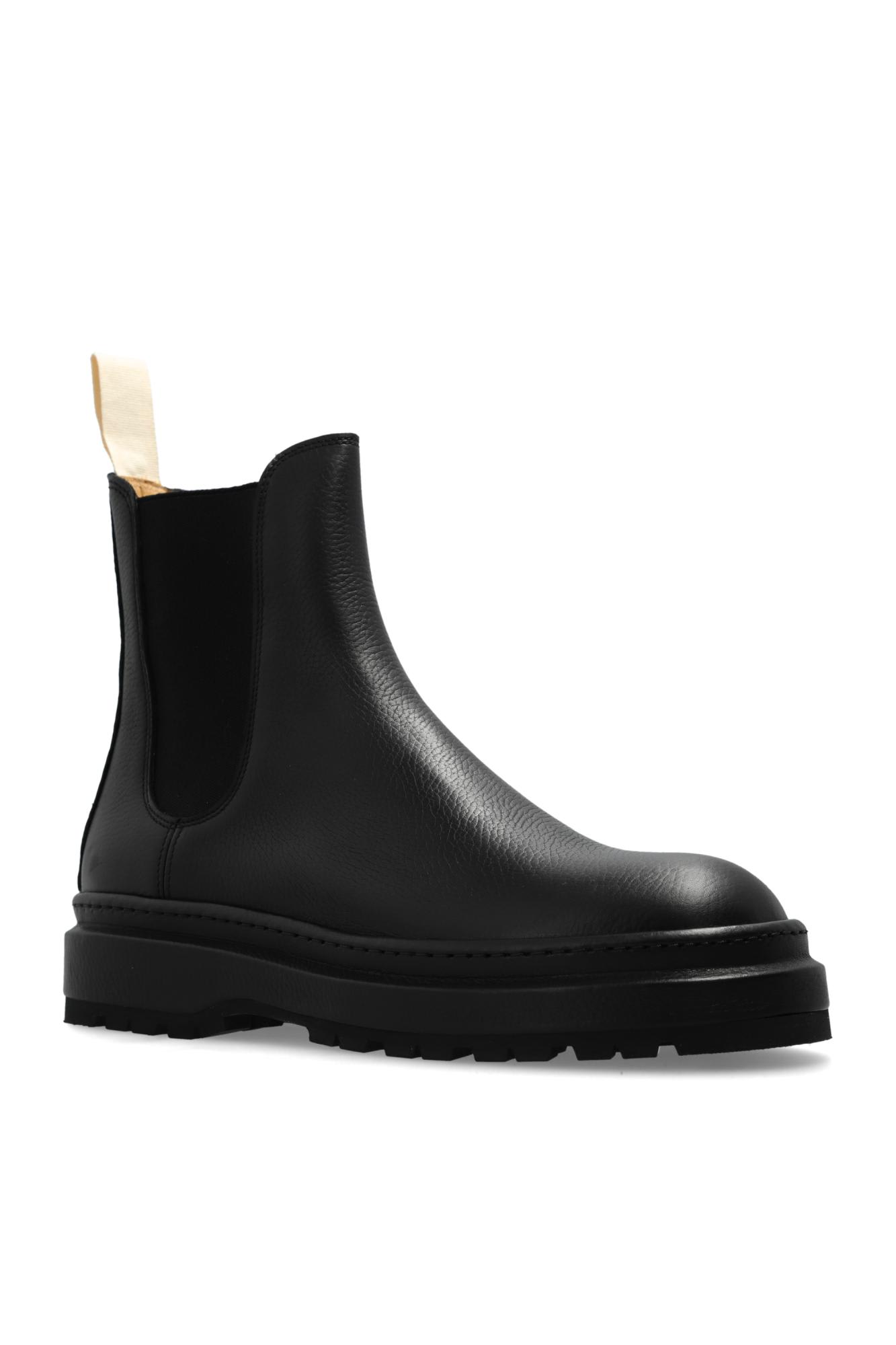 Shop Jacquemus Leather Chelsea Boots In Black