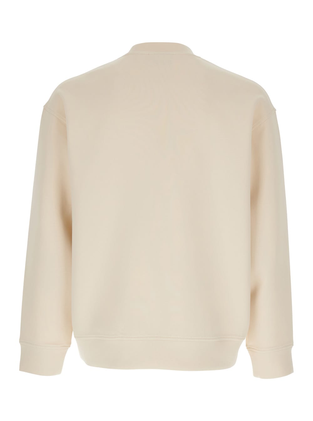 Emporio Armani White Crewneck Sweatshirt With Maxi Logo Lettering On The Front In Cotton Blend Stretch Man In White