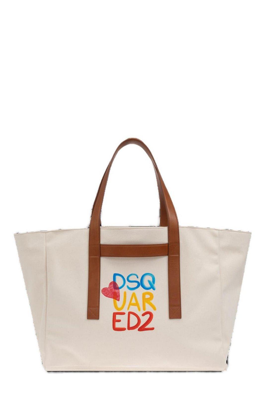 DSQUARED2 SUMMER LOVERS LOGO PRINTED SHOPPER BAG