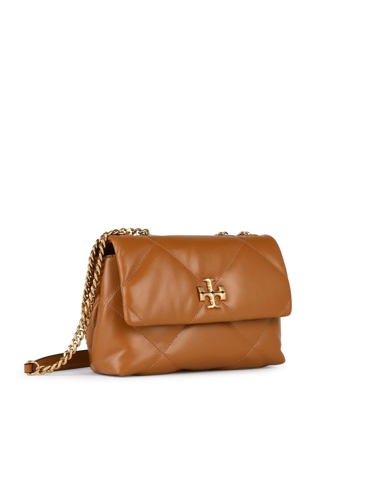 Shop Tory Burch Kira Small Brown Leather Crossbody Bag In Camel