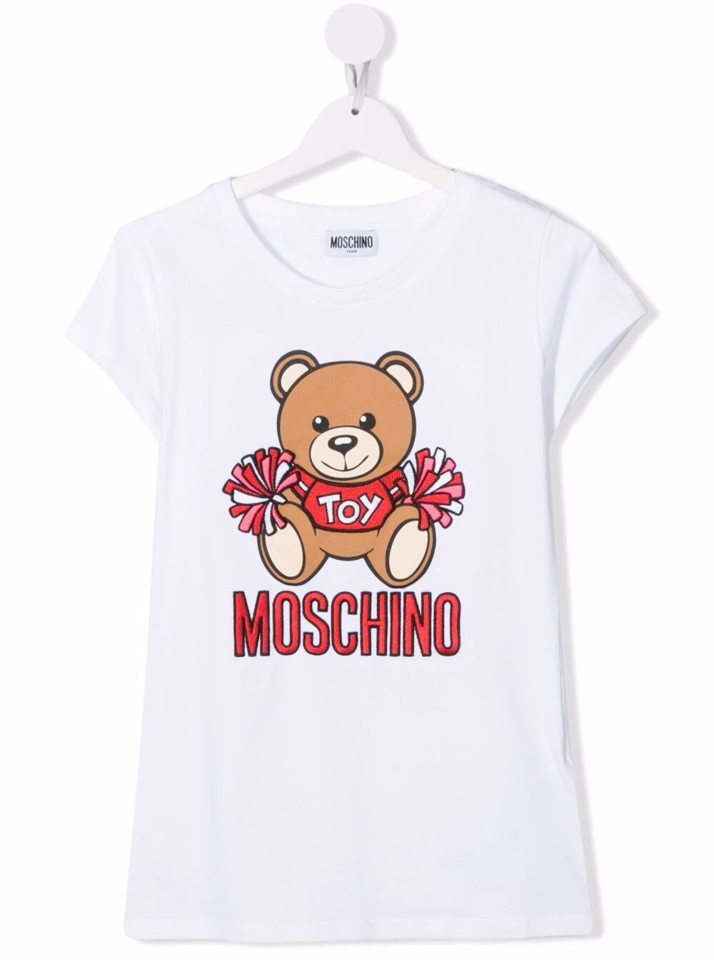 Moschino White Cotton T-shirt With Girl Teddy Bear Print