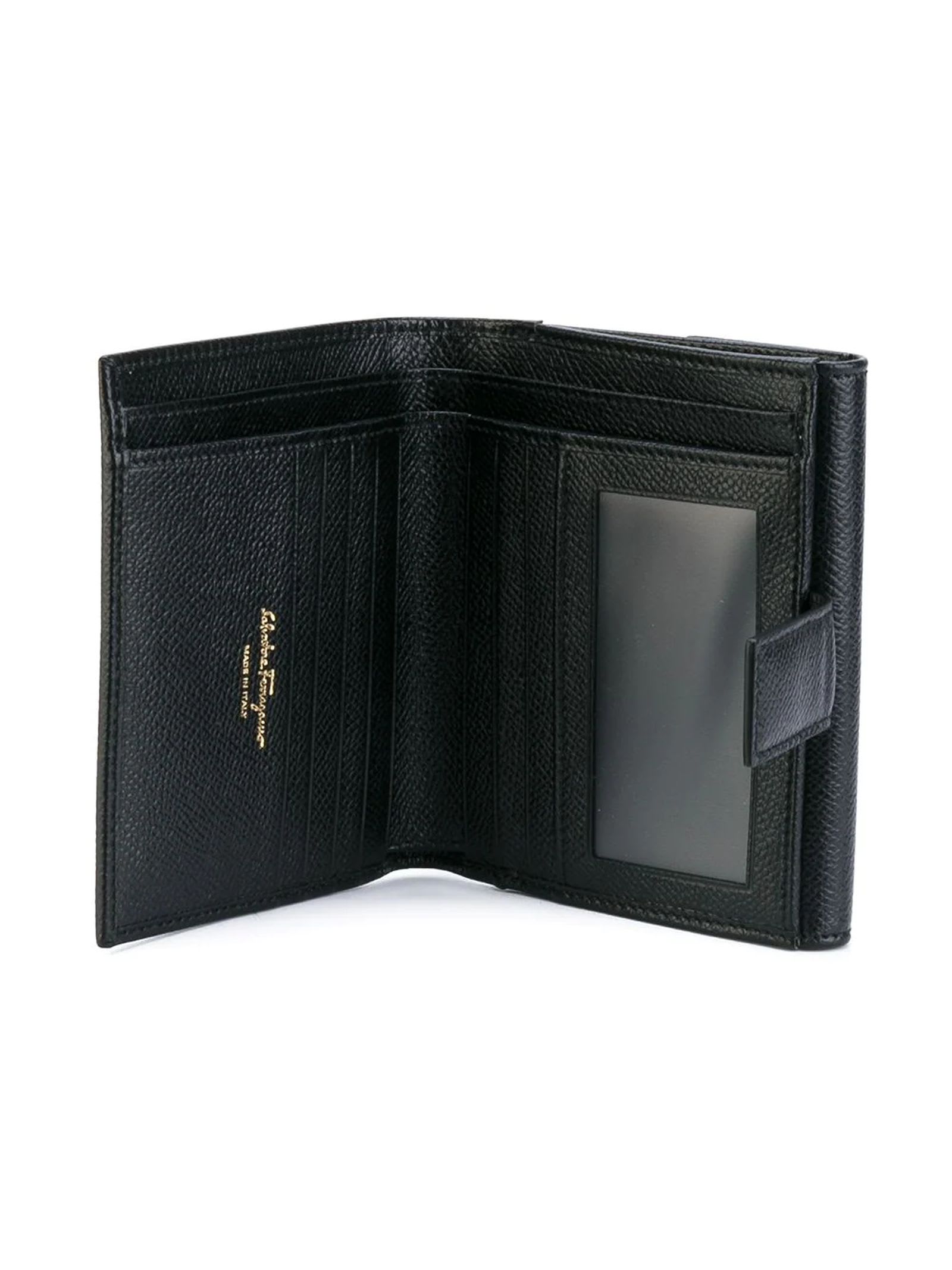 Shop Ferragamo Black Leather Wallet