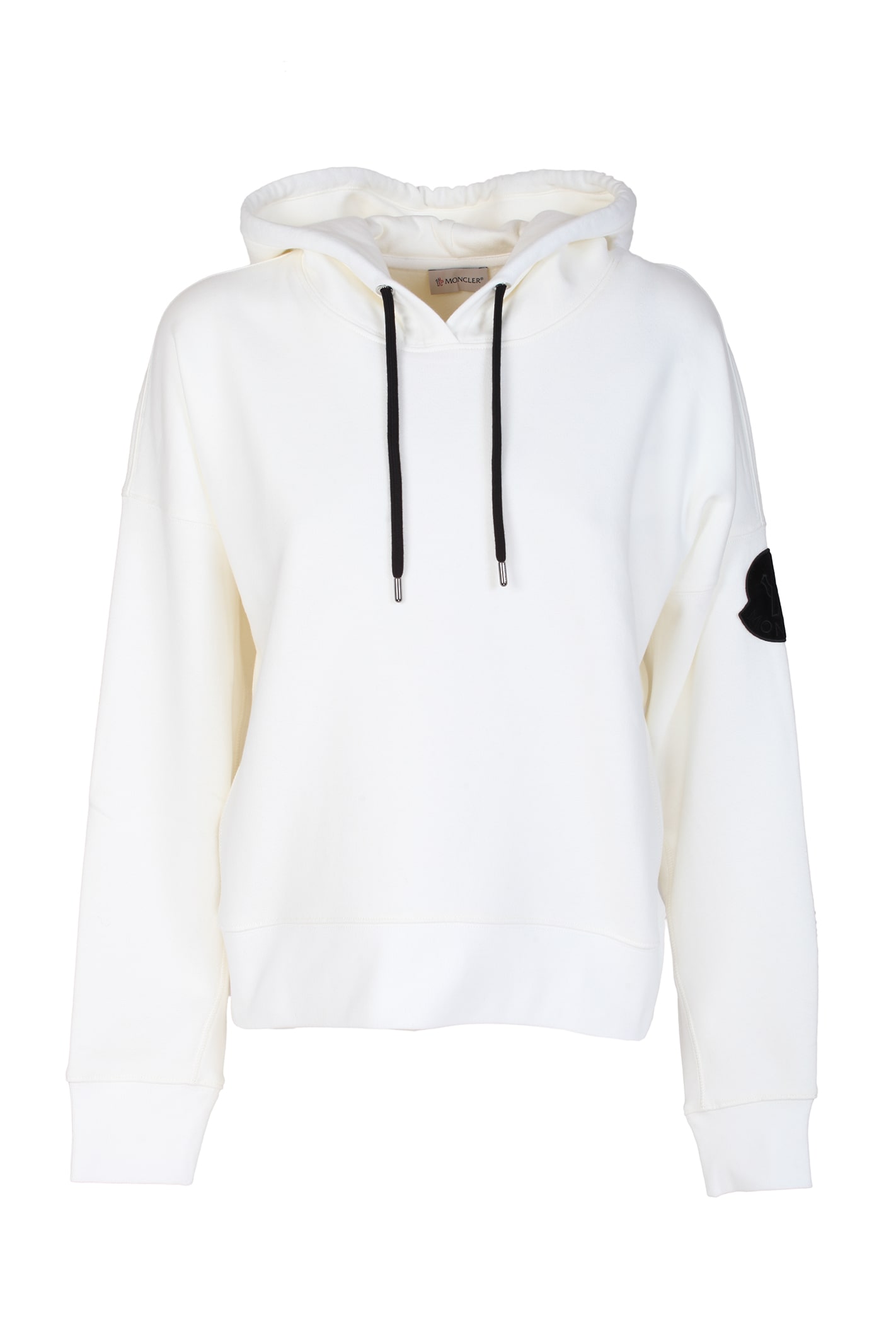 Moncler Cotton Hoodie In Bianco