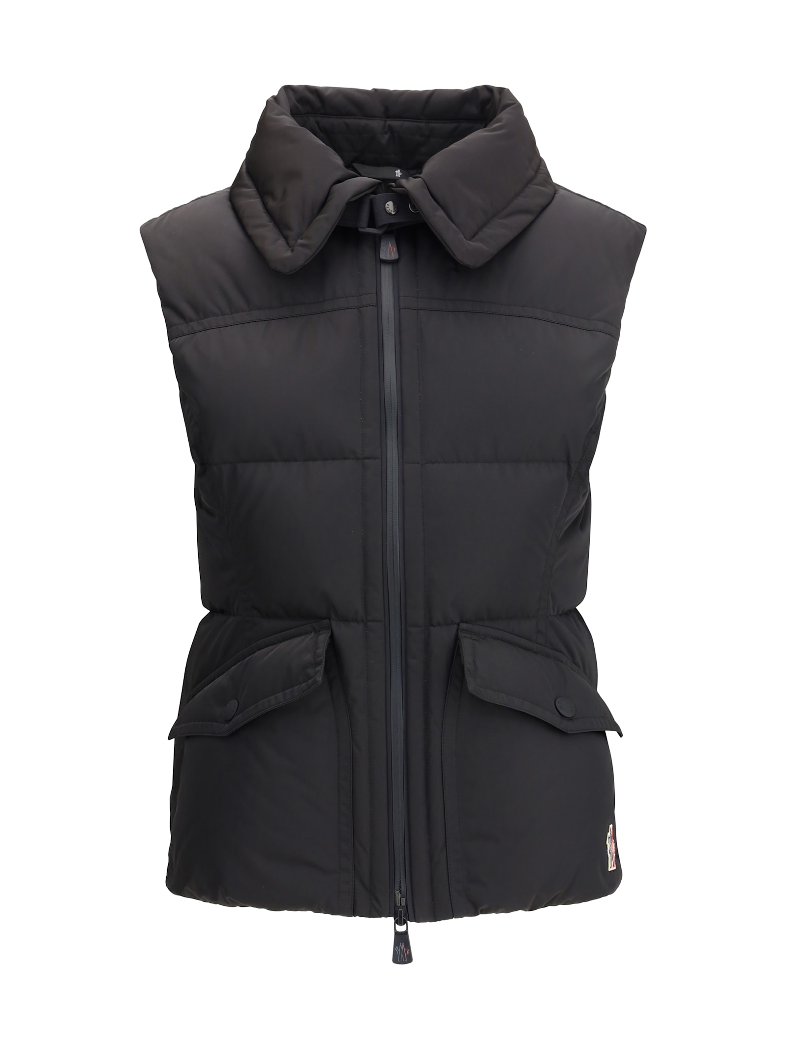 Moncler Padded High Collar Vest With Flap Pockets In Black