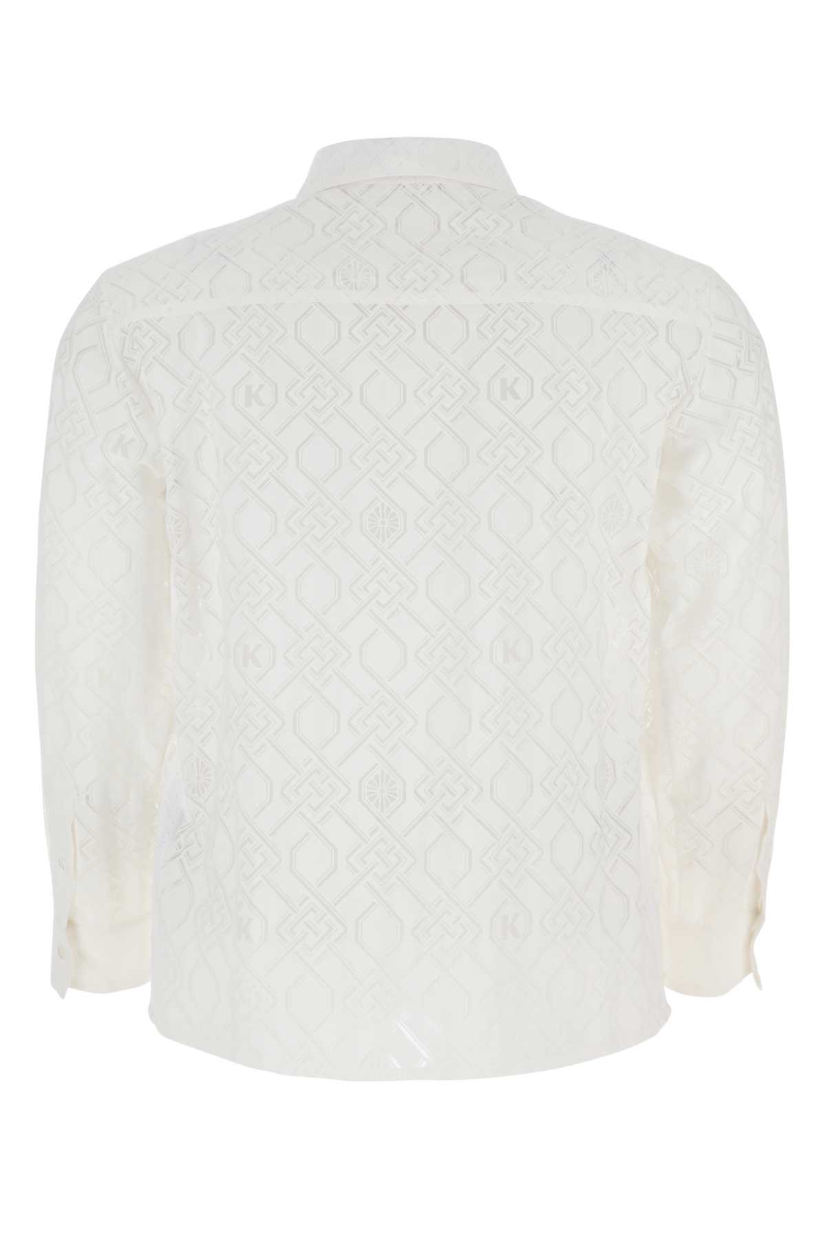 Shop Koché Embroidered Viscose Blend Shirt In White