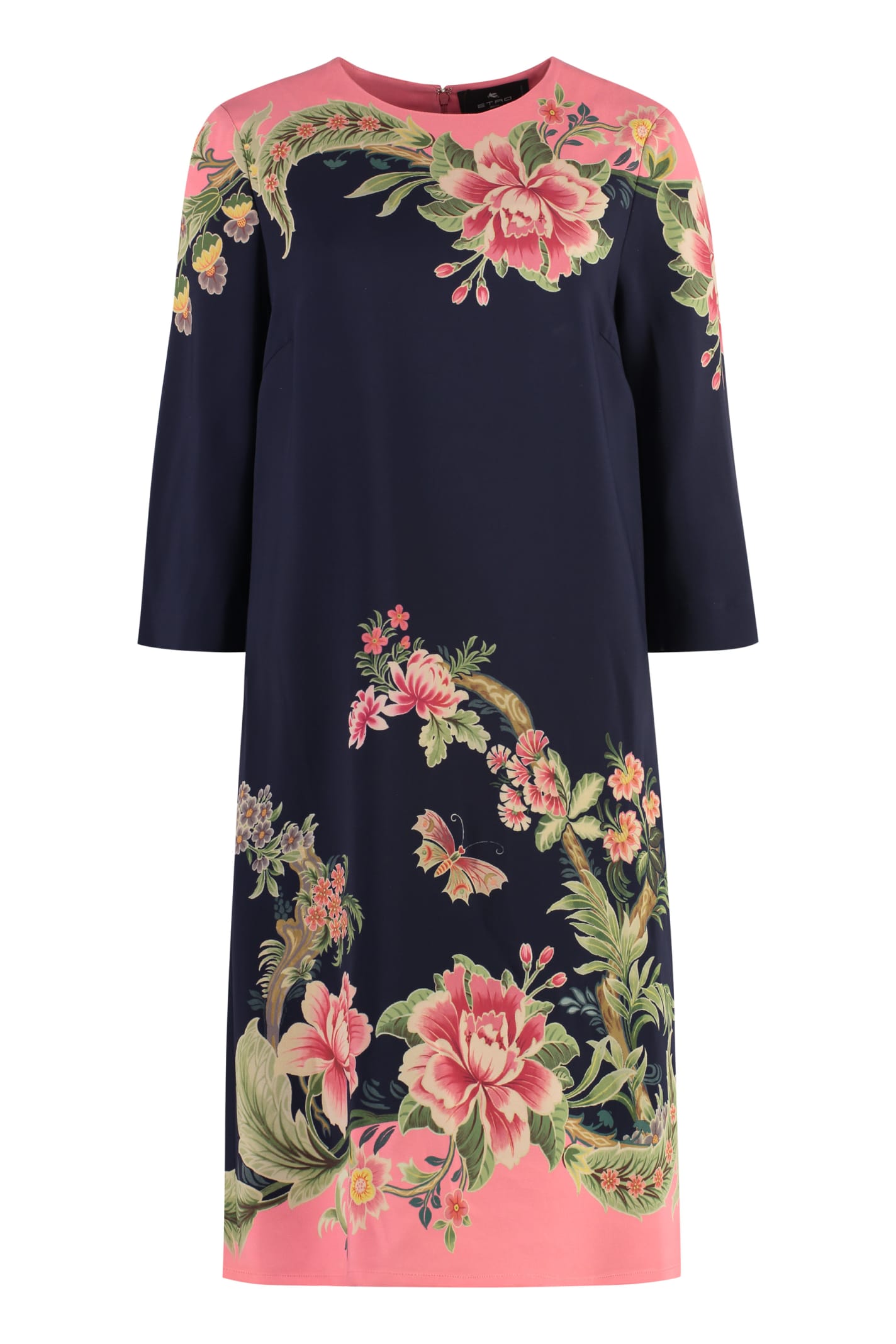 Shop Etro Print Cady Dress In Blue