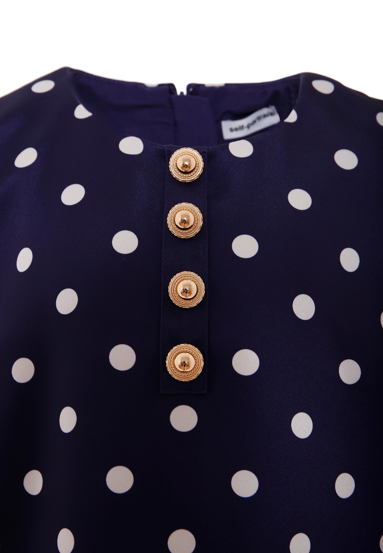 Self-portrait Polka-dot Button Dress In Blue