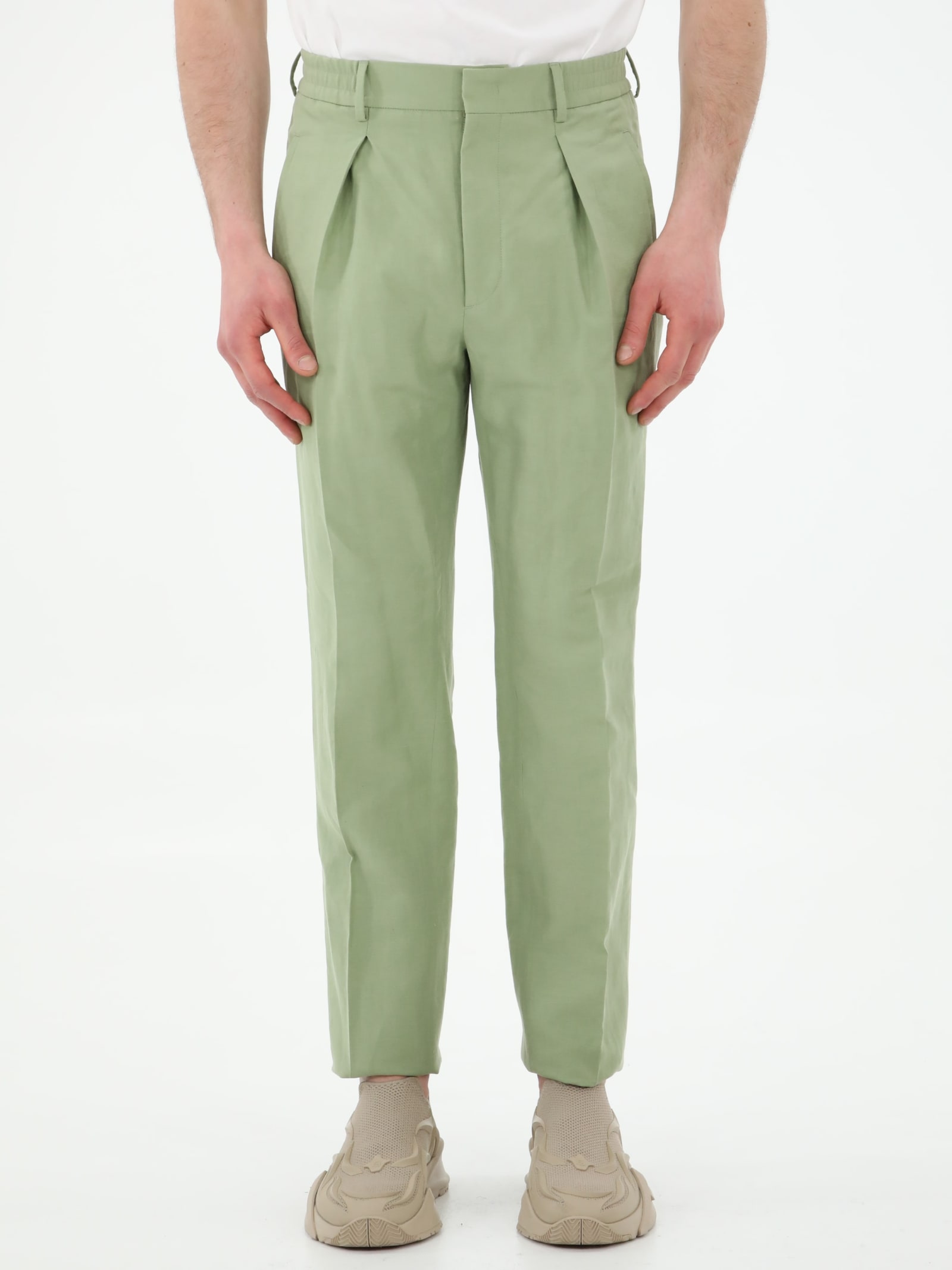 Fendi Green Linen Trousers