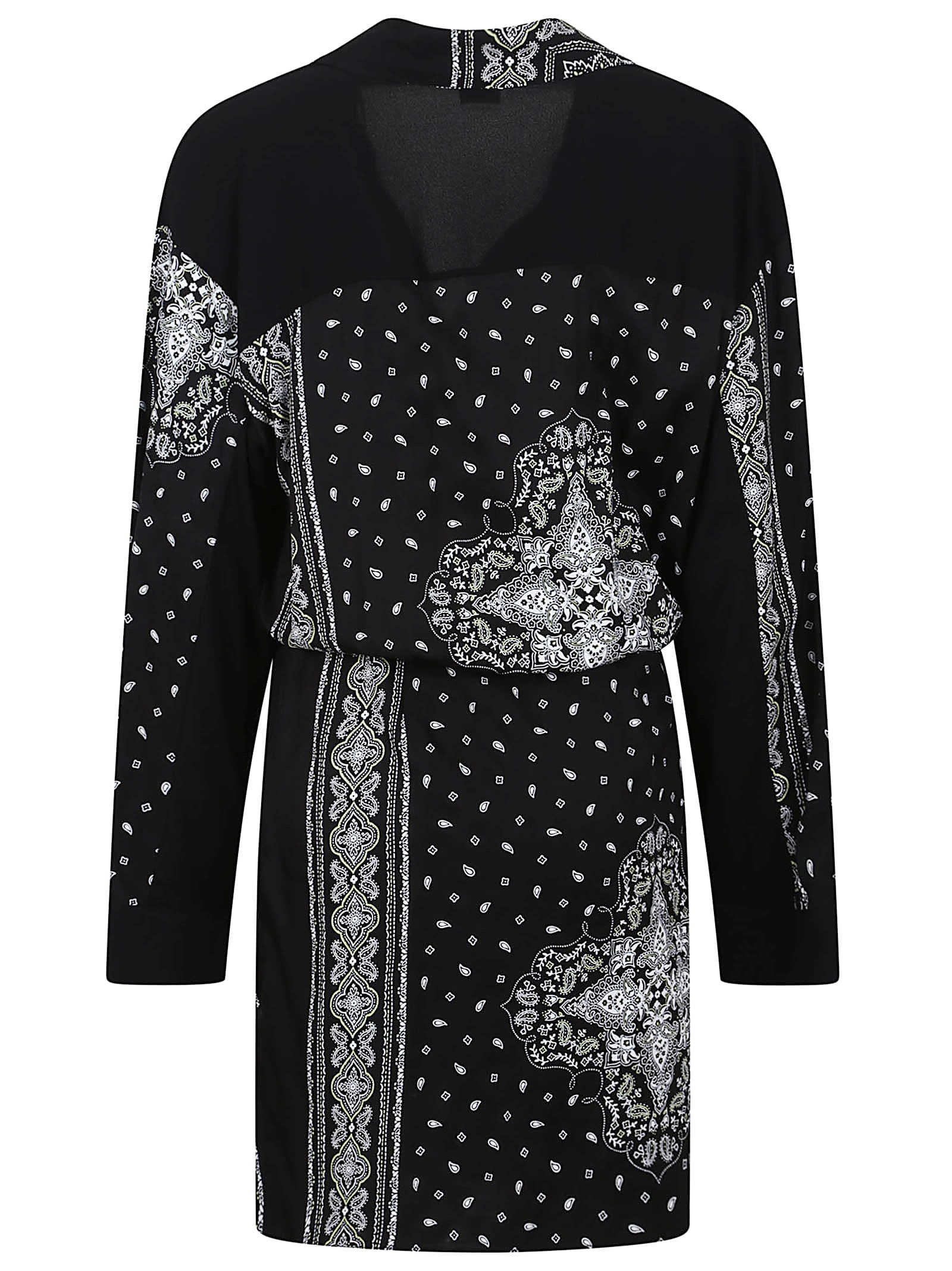 Shop Pinko Mesopotamia Abito Twill Stampa In T Nero Lime