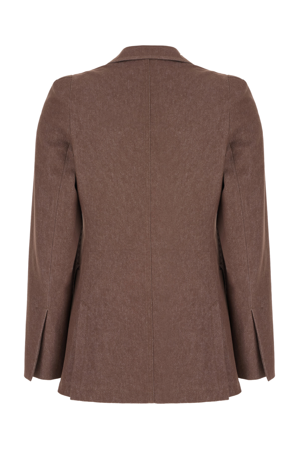 Max Mara Cotton Blazer With Notched Lapel And Flap Pockets In Brown