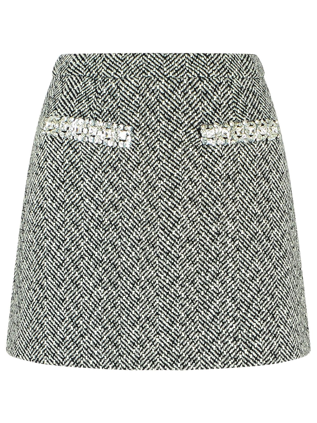 self-portrait herringbone Black Polyester Blend Skirt