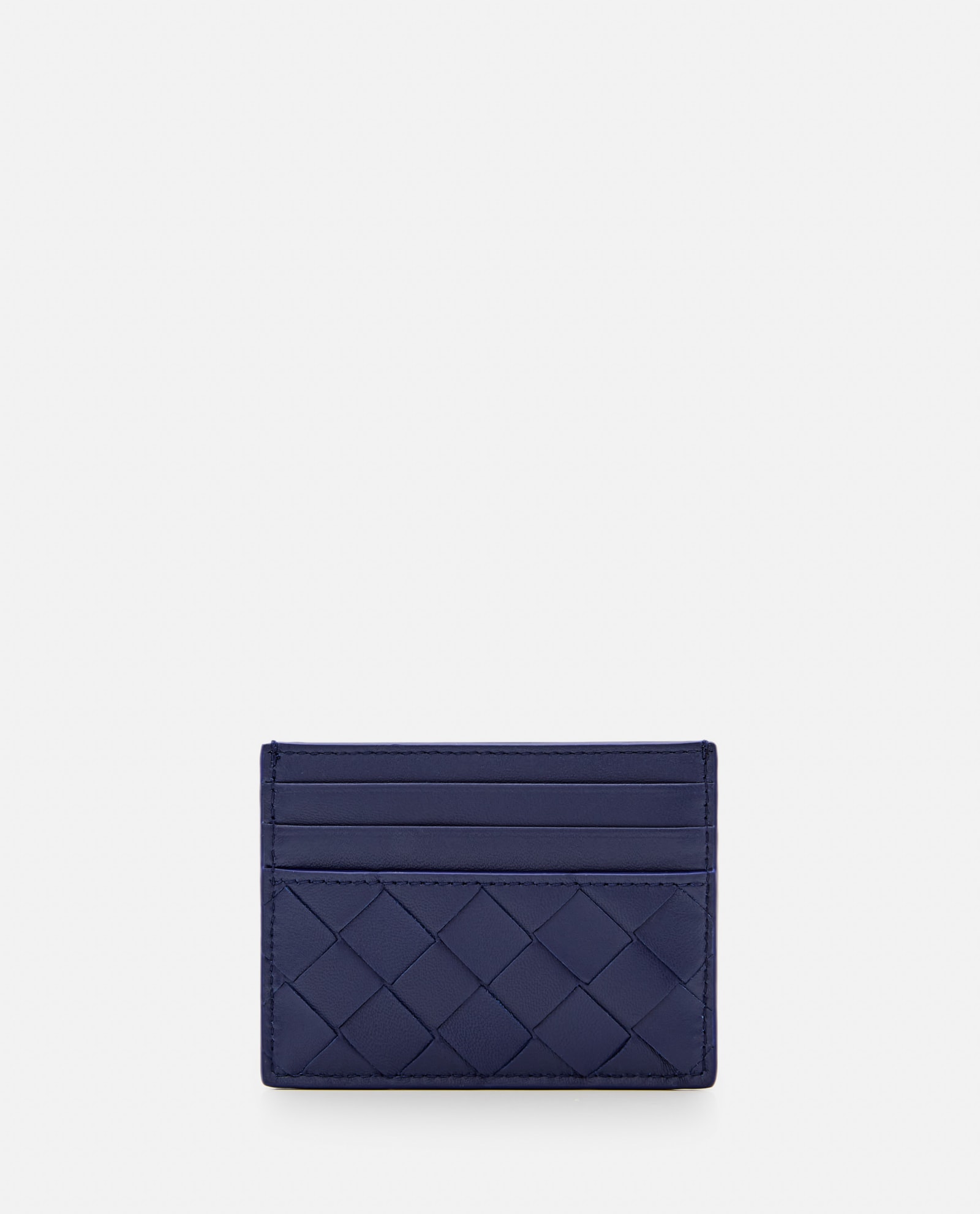 Shop Bottega Veneta Leather Card-holder In Blue