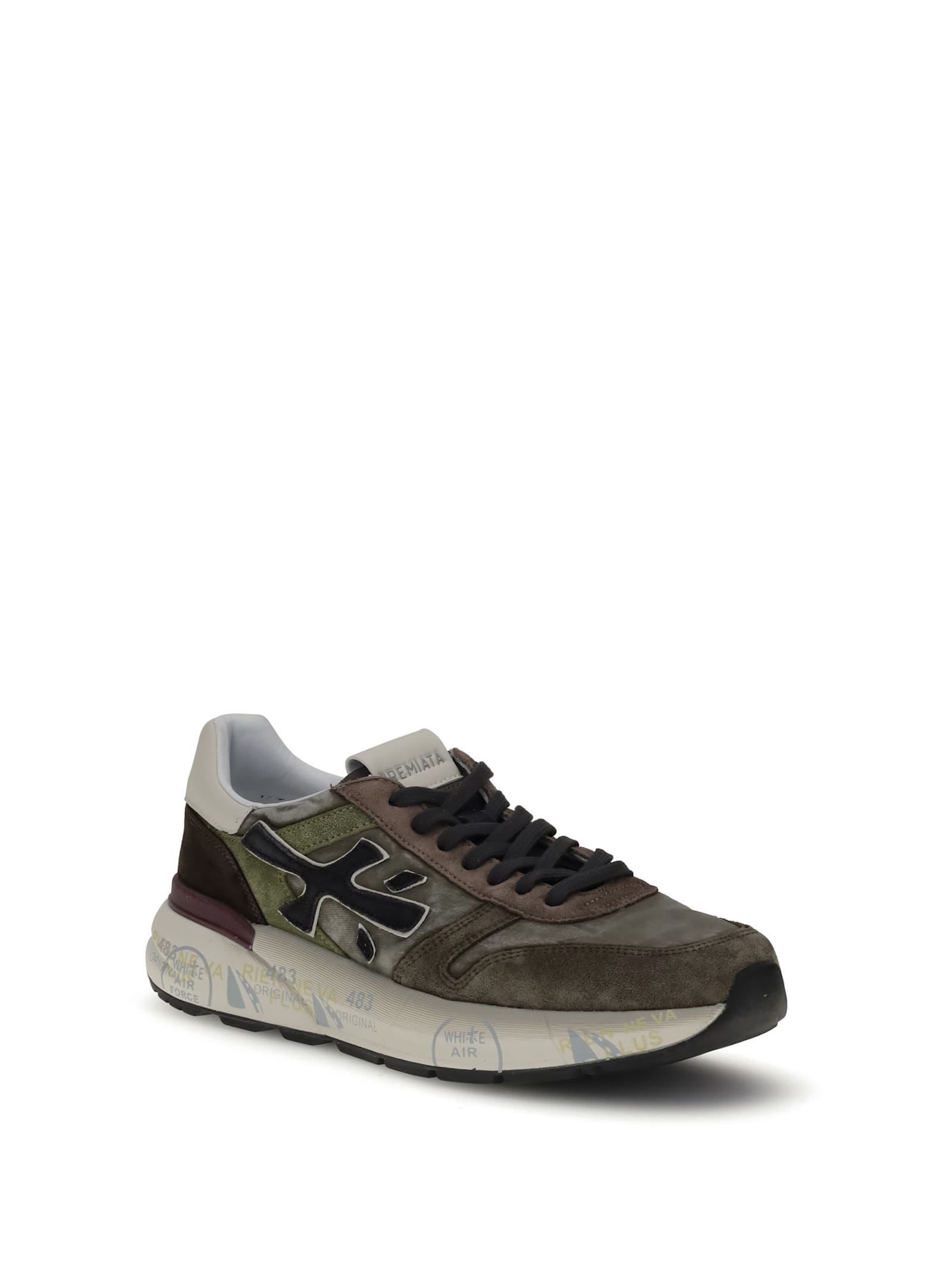 Premiata Mick Suede Leather Panel Sneakers In Multi