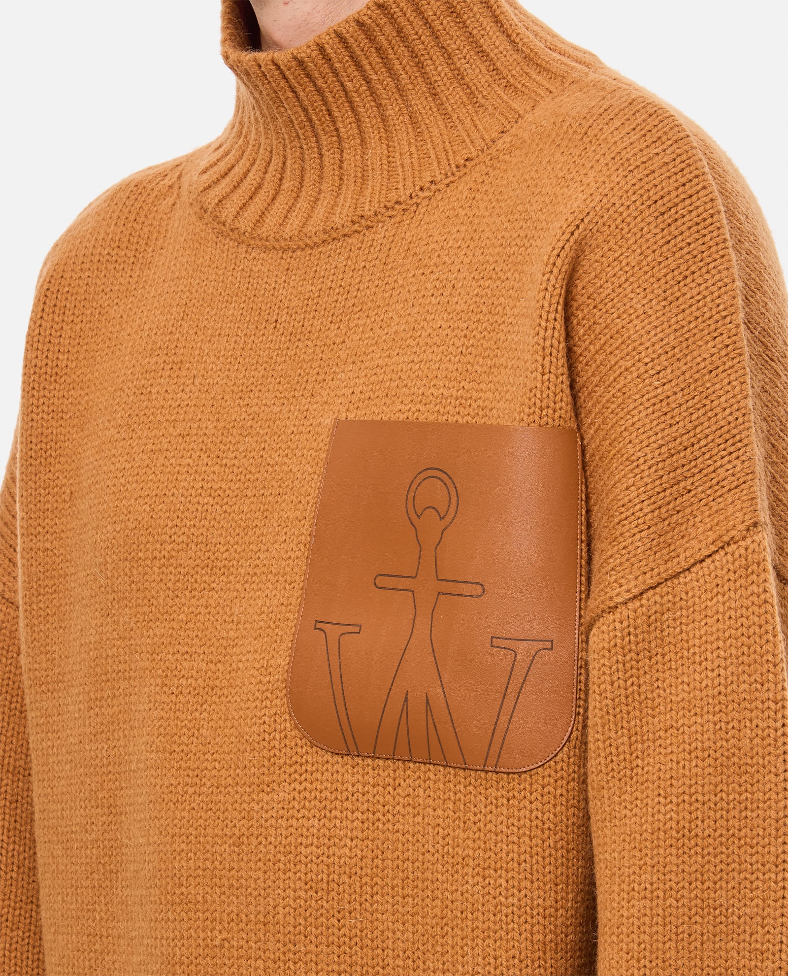 Shop Jw Anderson Leather Patch Pocket Jumper In Brown