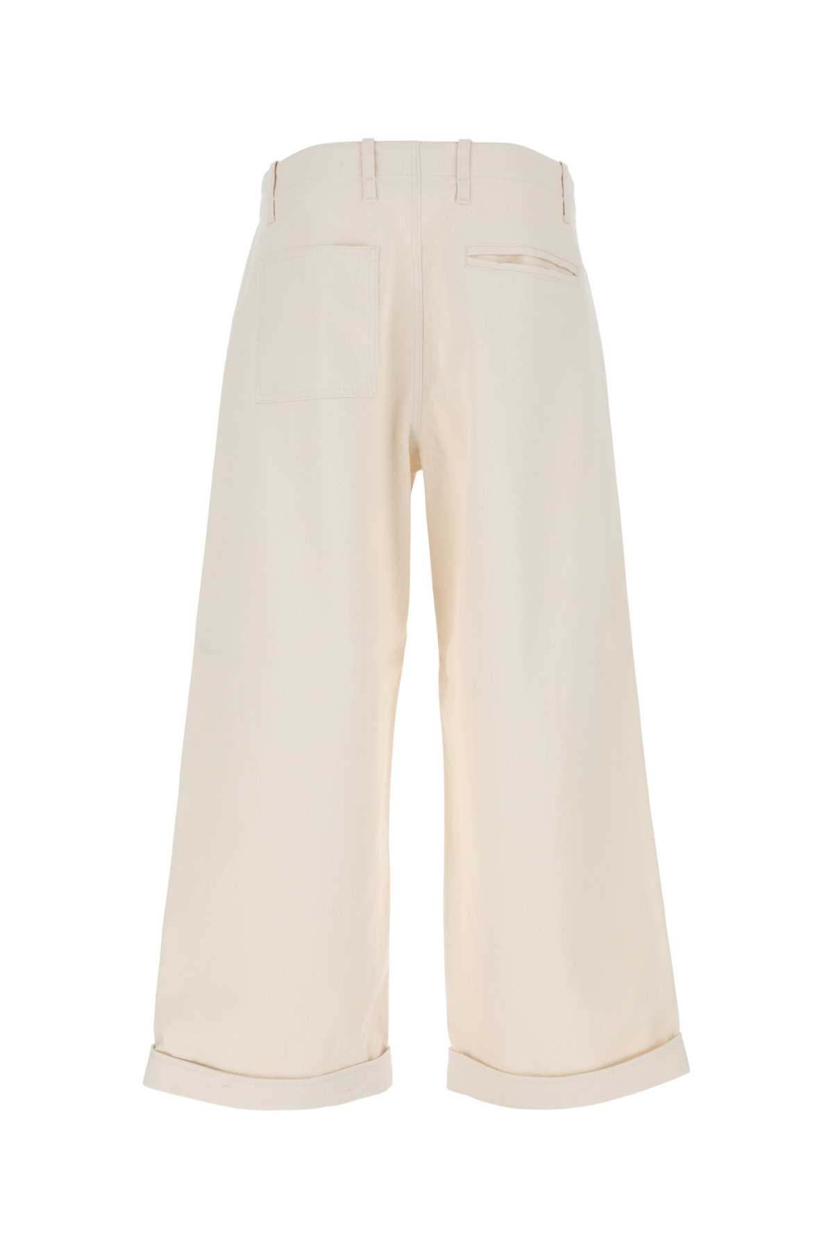 Shop Etro Melange Ivory Stretch Cotton Wide-leg Pant In White