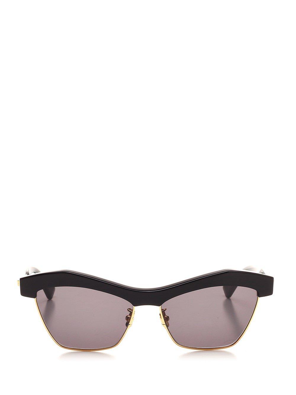 Shop Bottega Veneta Half-rim Sunglasses In Black