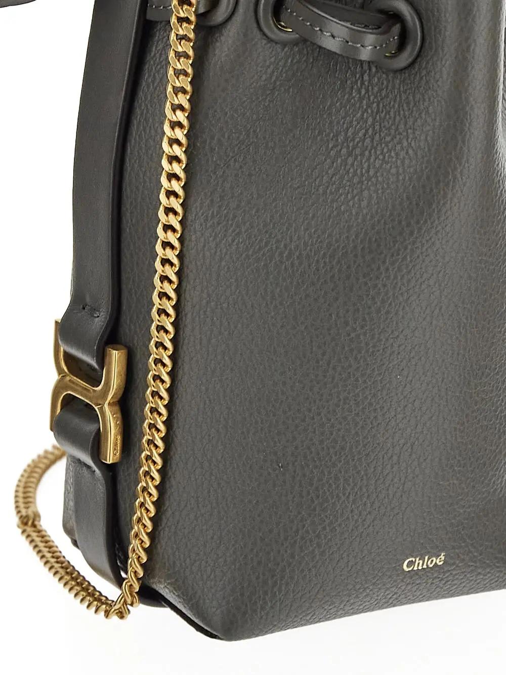 Shop Chloé Marcie Micro Bucket Bag In Elephant Grey