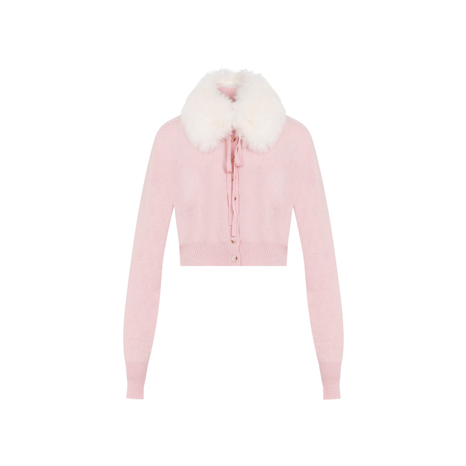 Shop Sportmax Sport Cardigan Fake Fur Removable Neck In Rosa