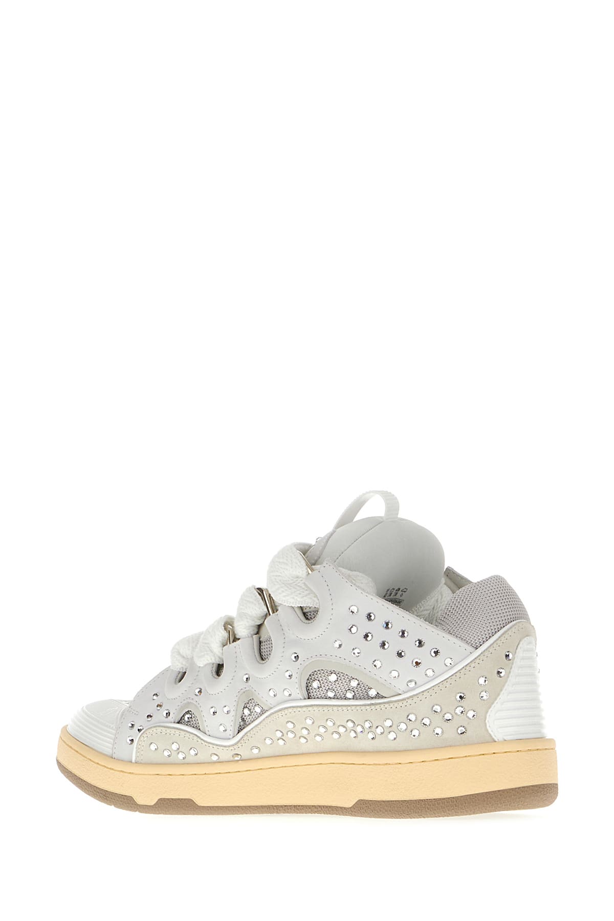 Shop Lanvin Light Grey Leather Curb Sneakers In Moon