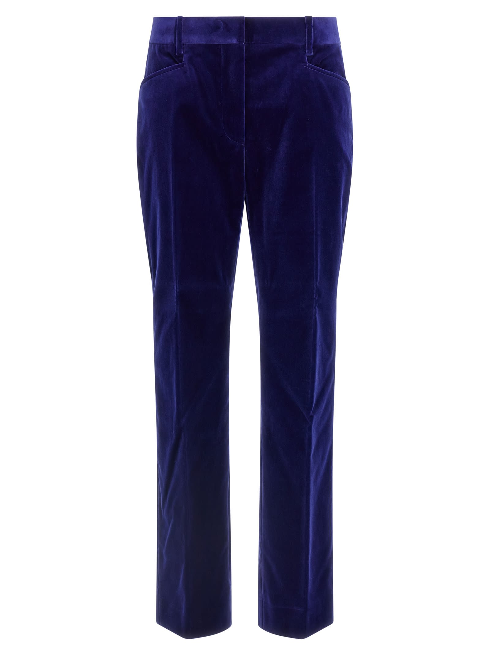 Tom Ford Luxe Velvet Trousers With Pockets And Loops In Blue