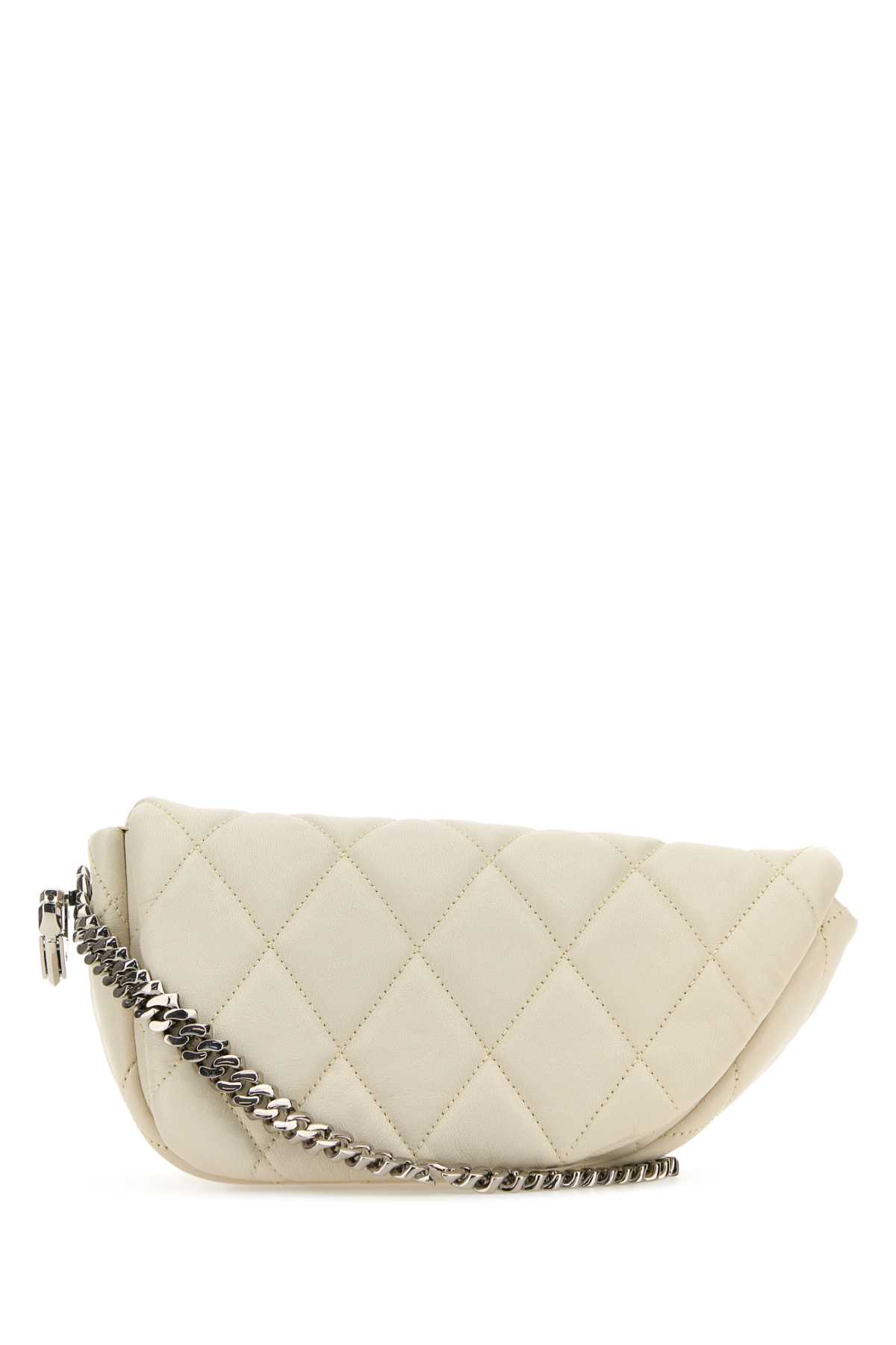 Shop Burberry White Leather Shield Lock Shoulder Bag In Almond