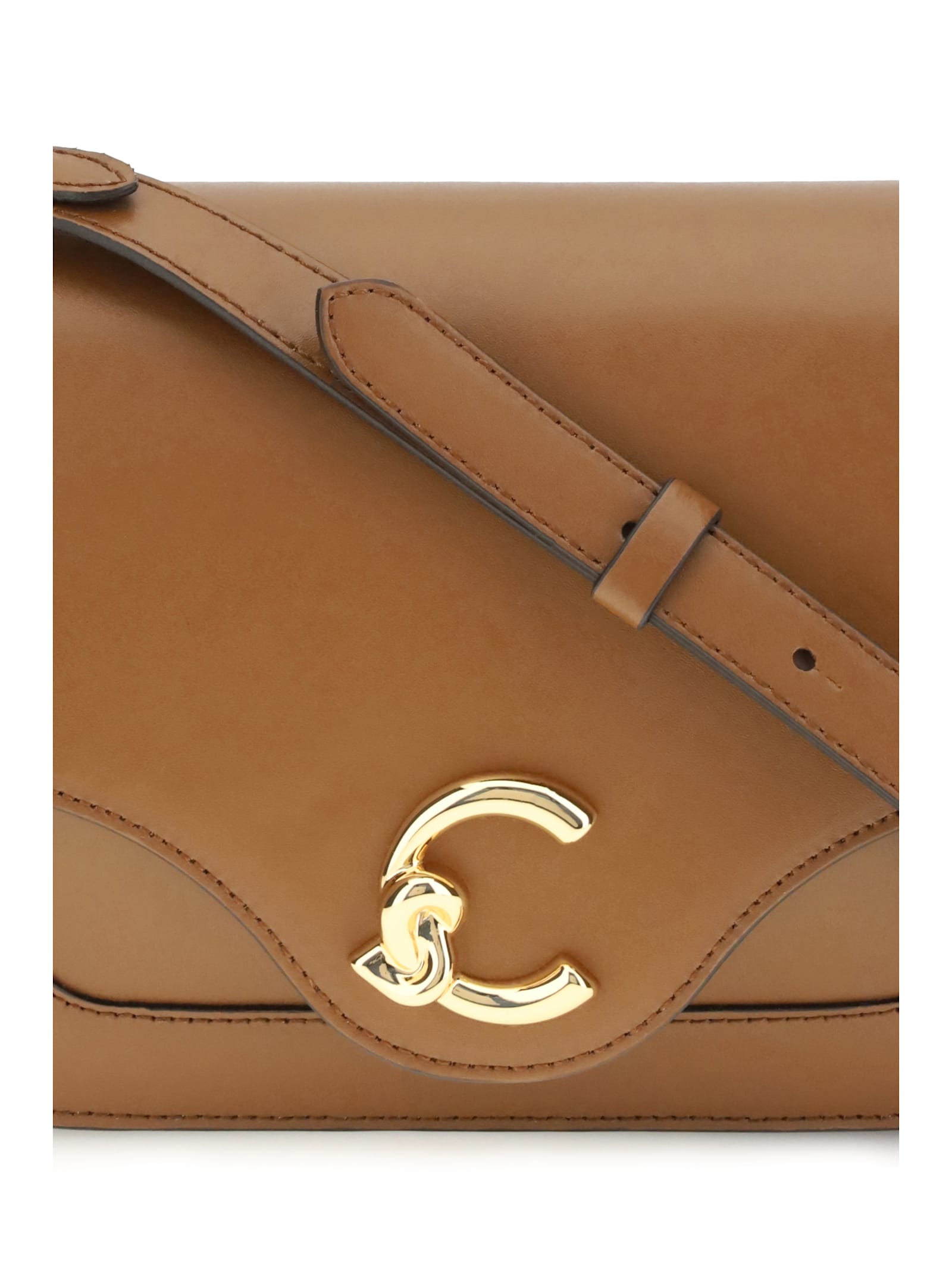 Coccinelle C-me Calf Cocker Small Shoulder Bag In Brown