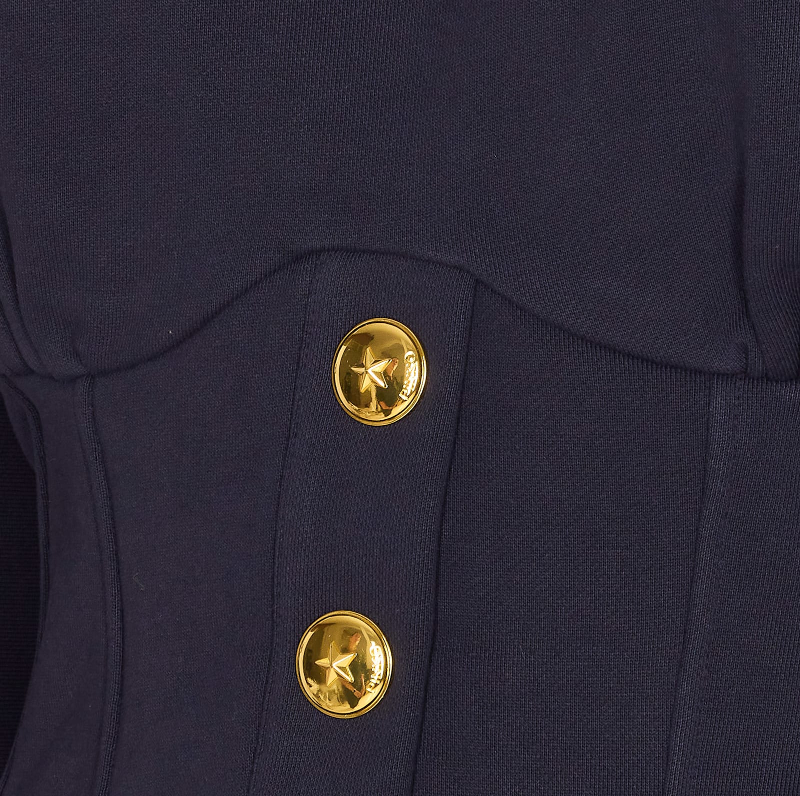 Pinko Cropped Knitwear With Corset And Gold Buttons In Blue