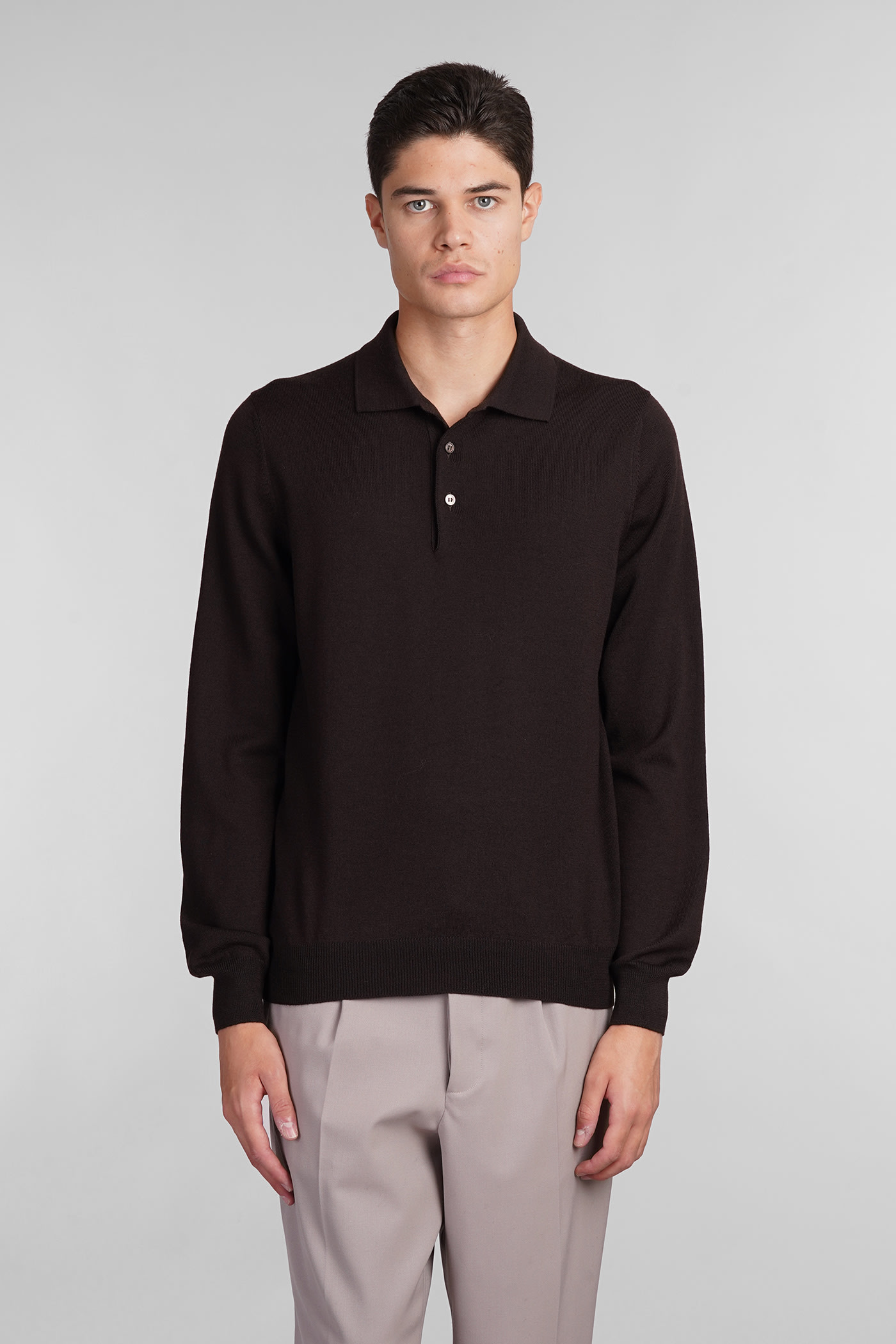 Tagliatore 0205 Palmer Polo In Brown Wool