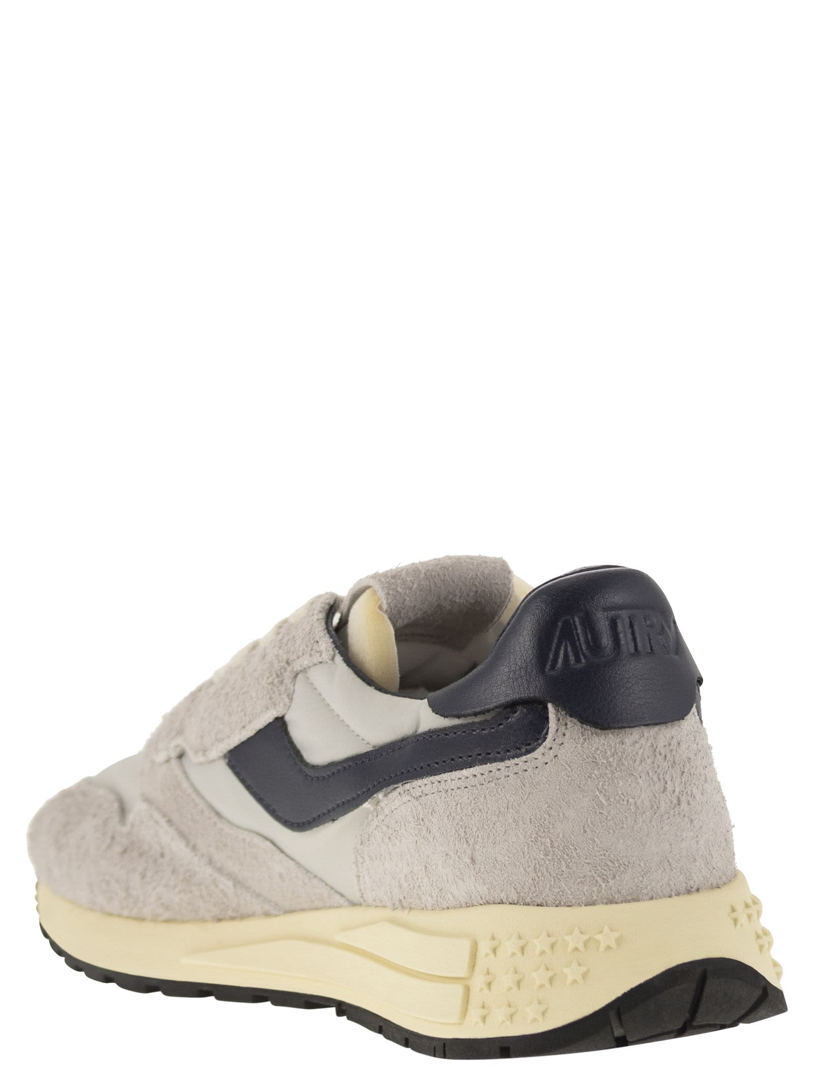 Shop Autry Reelwind - Suede And Technical Textile Trainer In Light Grey