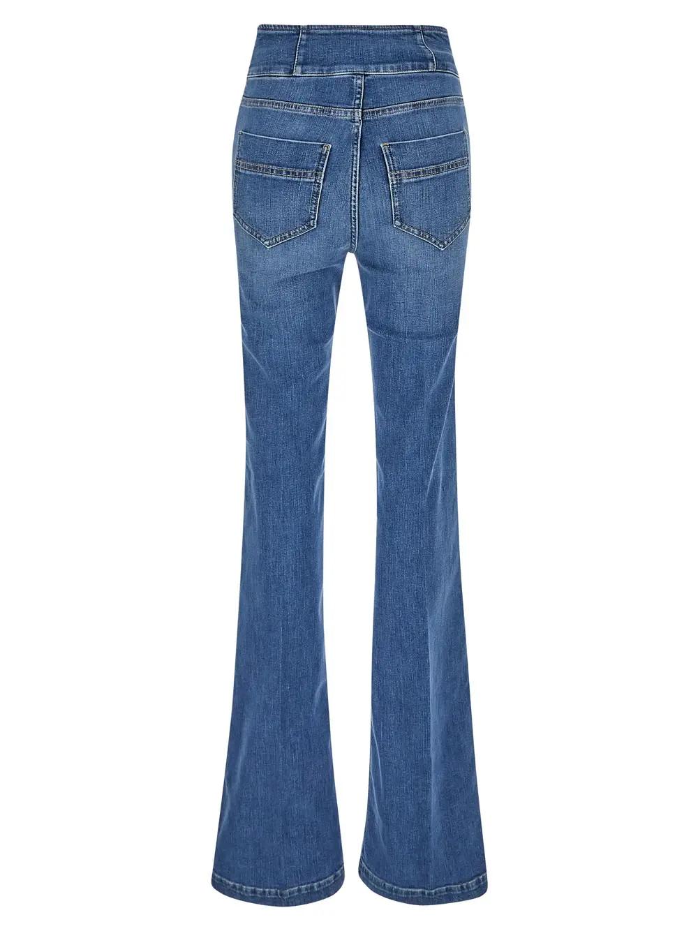 Shop Elisabetta Franchi Flare Jeans  In Denim Blue
