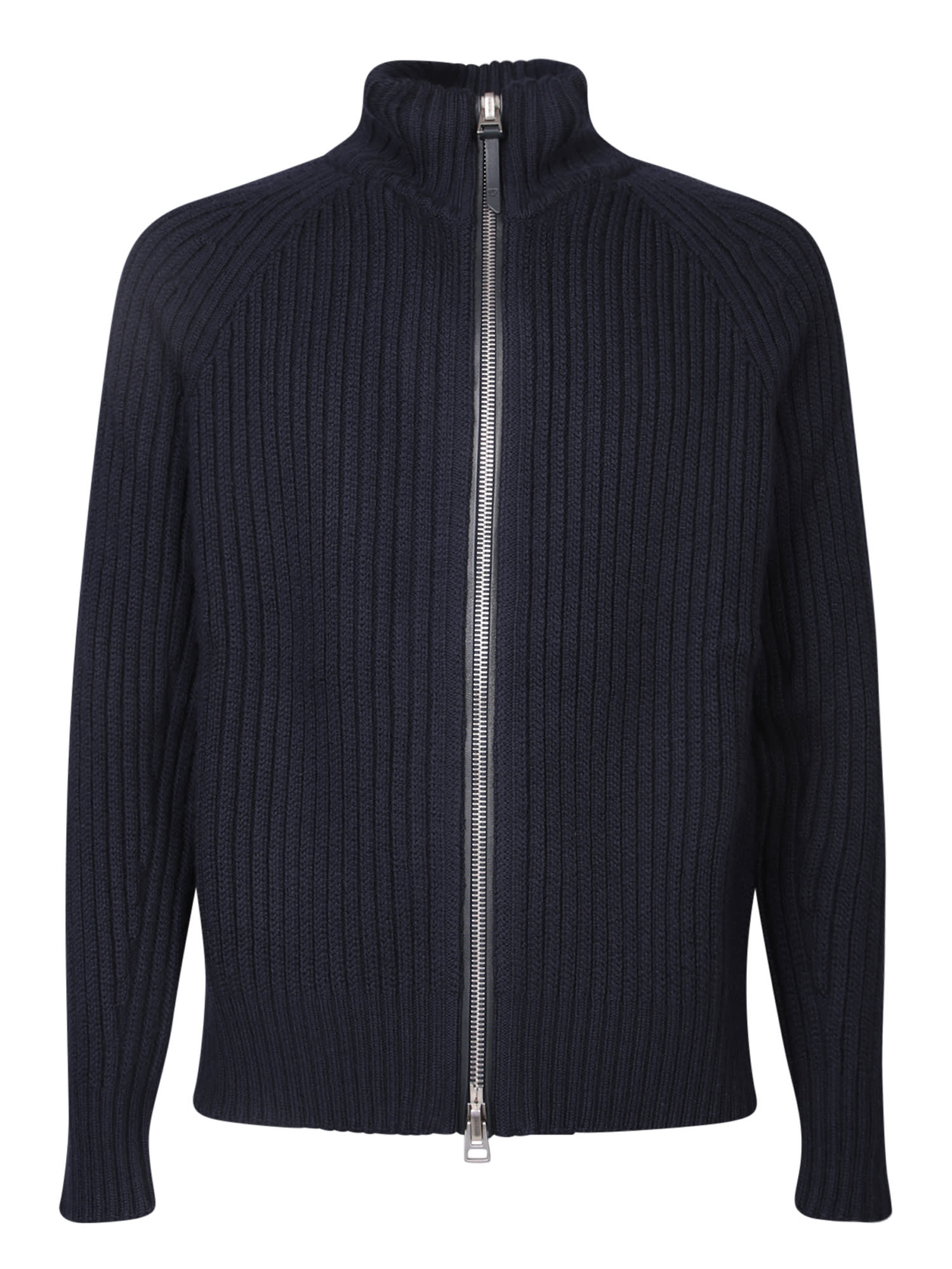 Shop Tom Ford Blue Cashmere Blend Fullzip Sweater