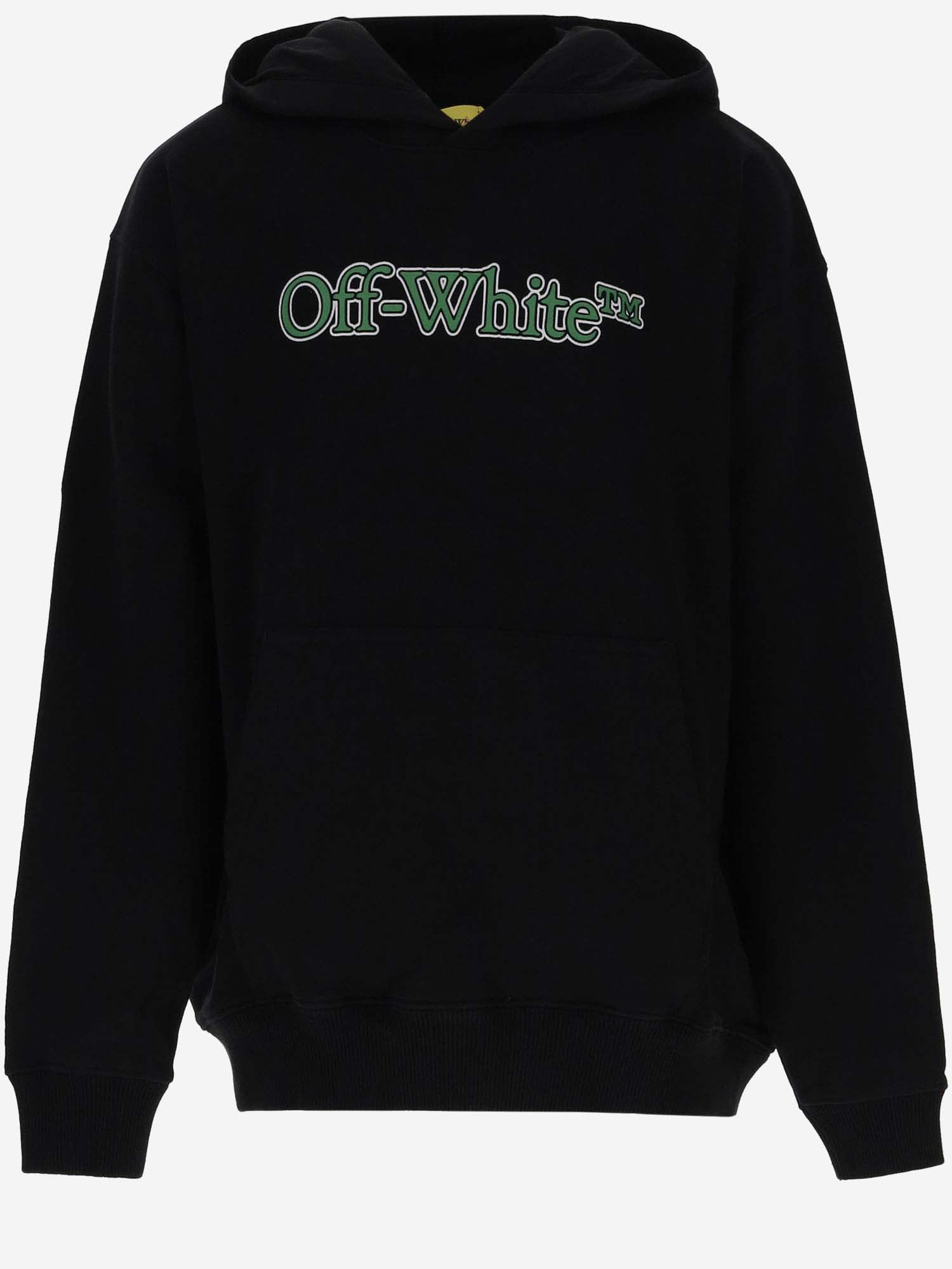 Off-white Kids' Cotton Sweatshirt With Logo In Black Green