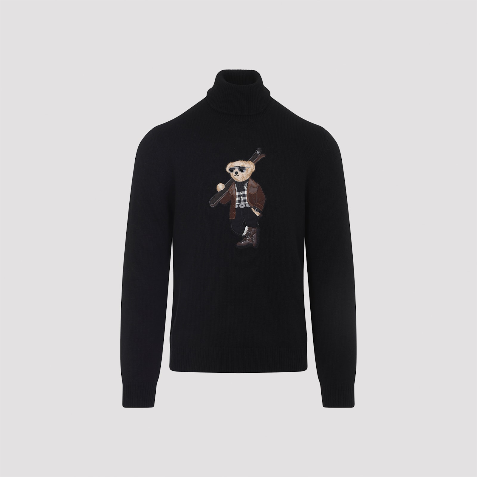 Ralph Lauren Long Sleeve Turtleneck Pullover Embroidered In Black