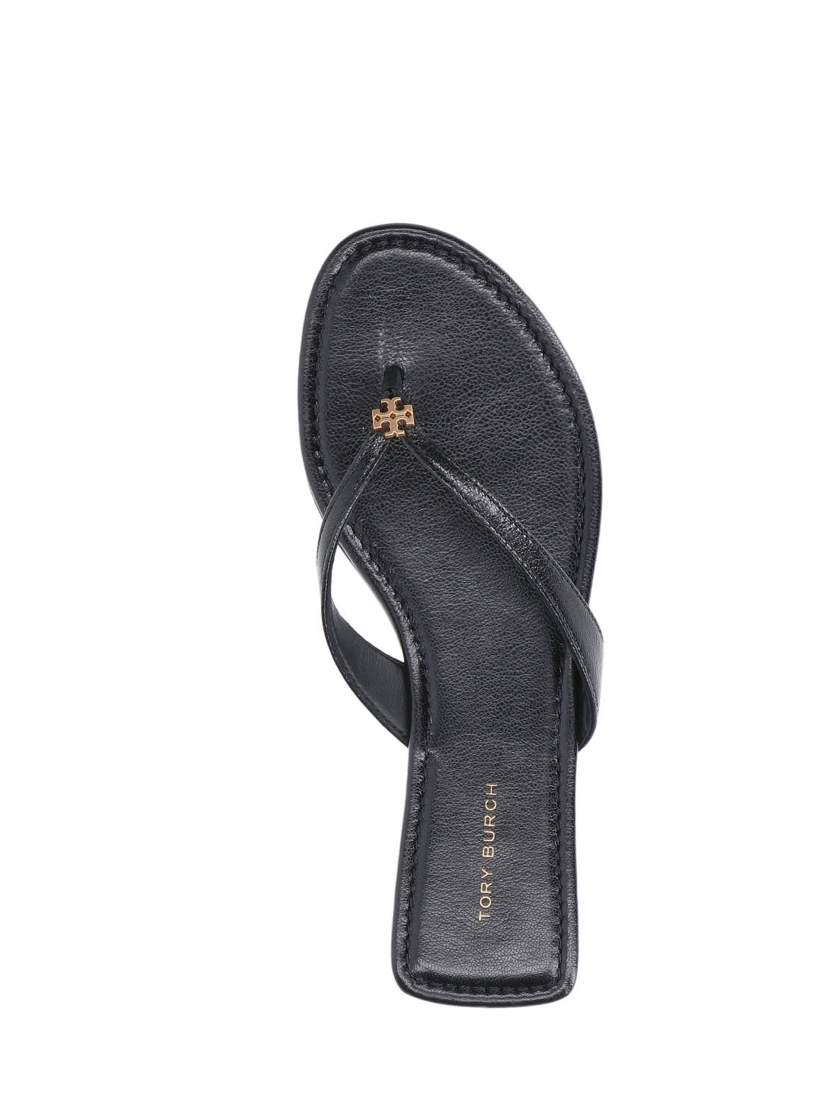 Shop Tory Burch Logo Thong Sandals In Black