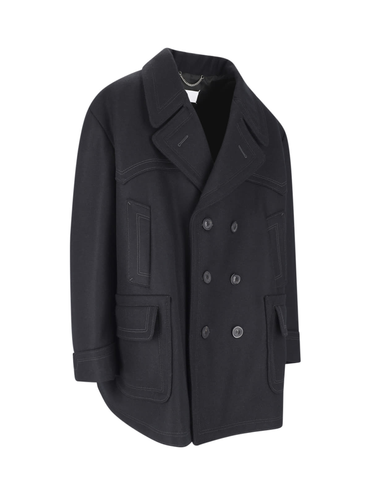 Shop Maison Margiela Oversized Double-breasted Coat In Black